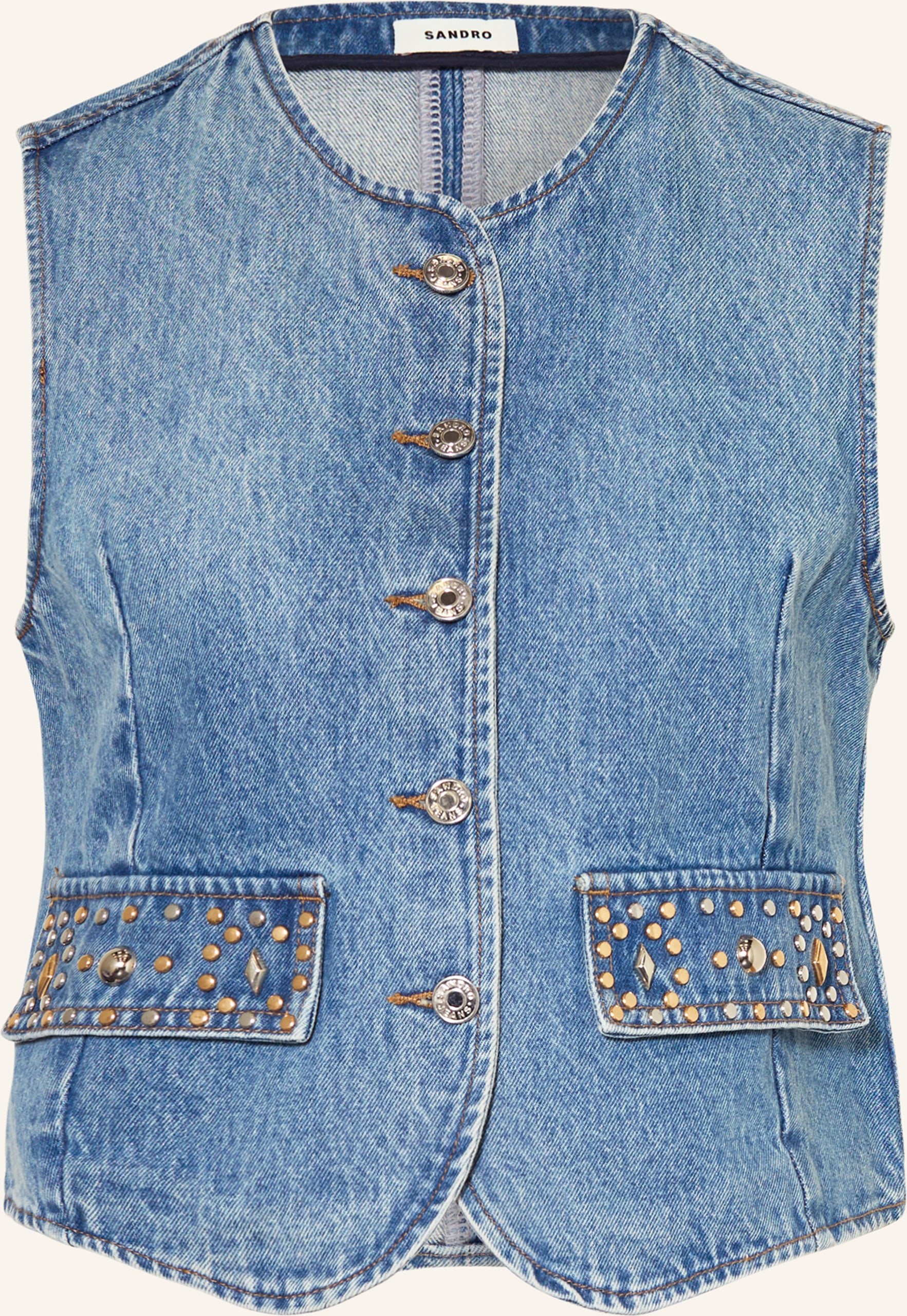 Sandro Jeansweste Mit Nieten blau