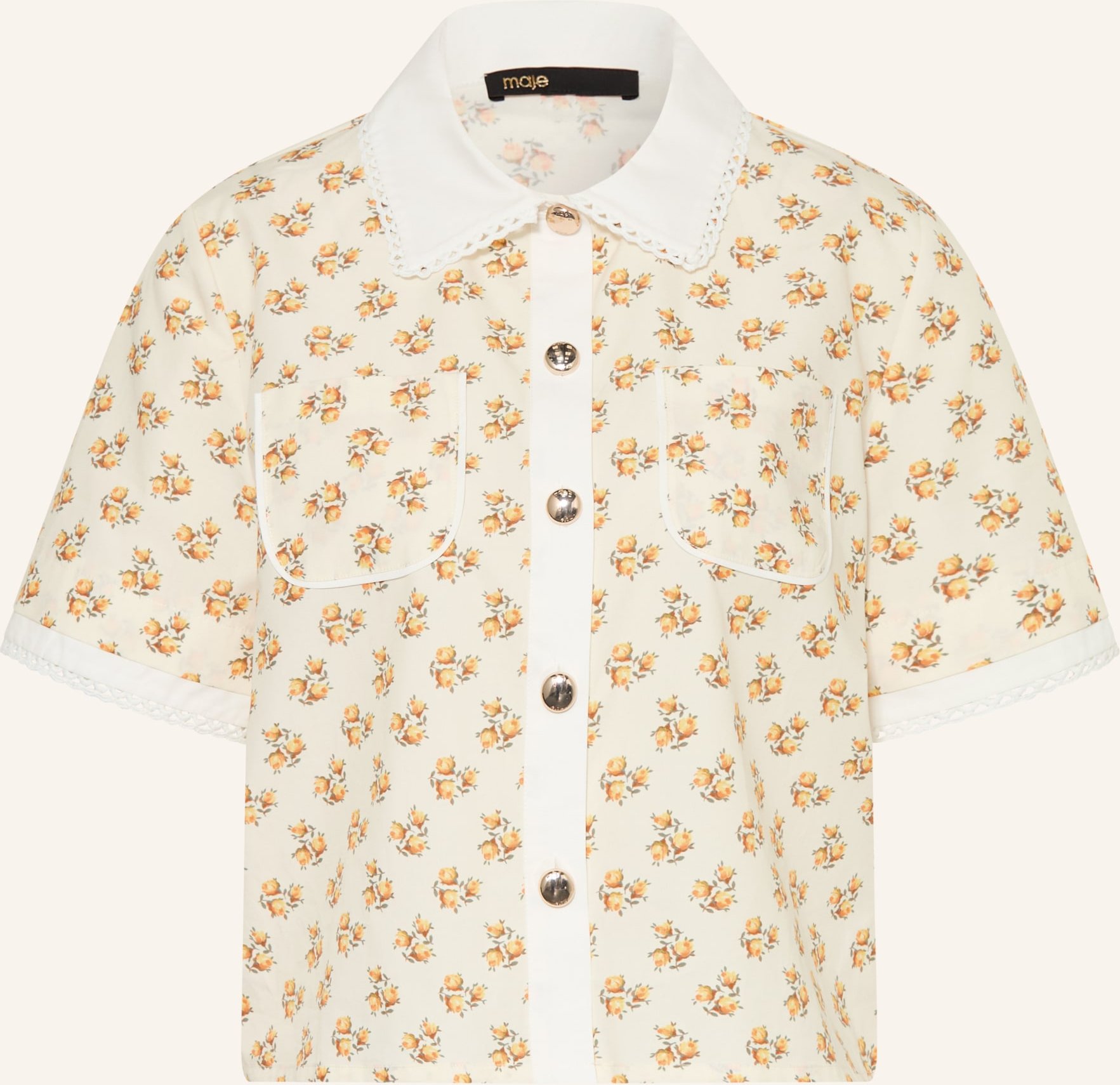 Maje Hemdbluse Mit Lochspitze gelb