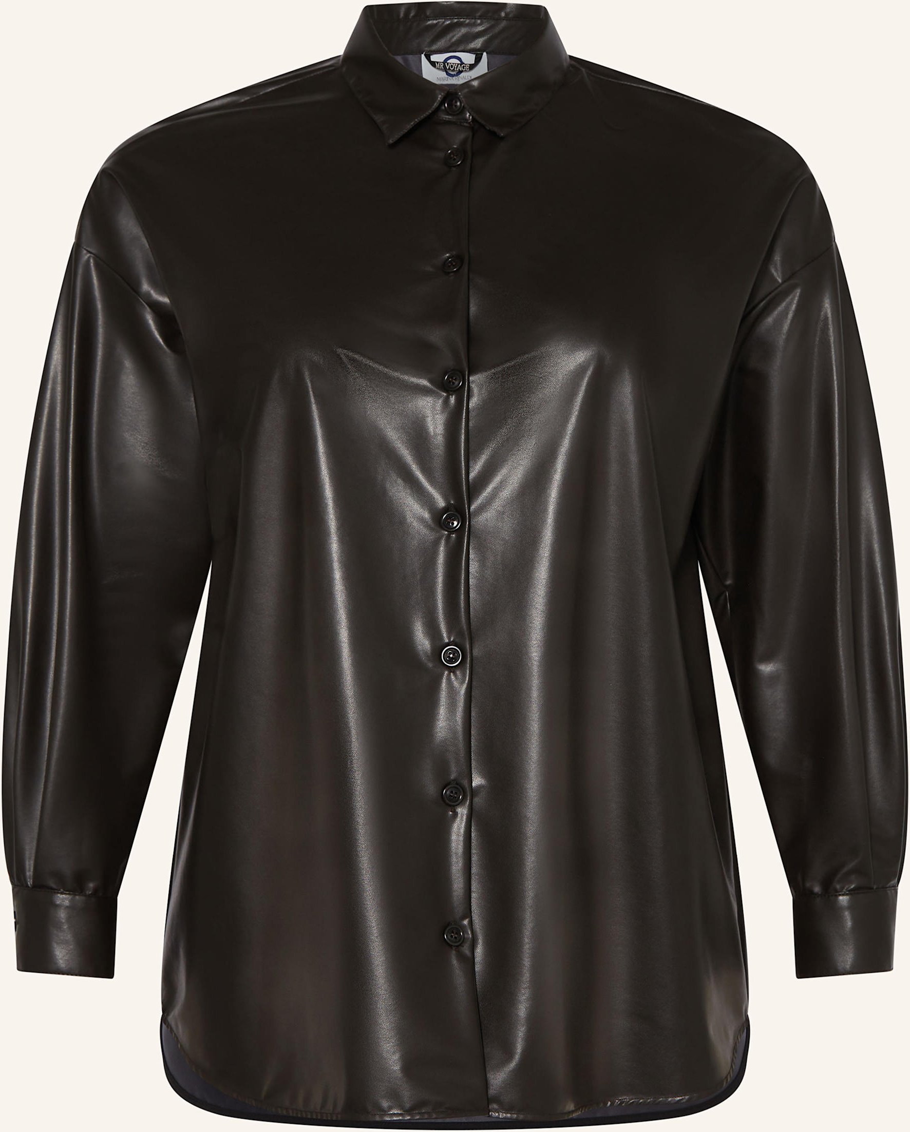 Marina Rinaldi Hemdbluse Artu In Lederoptik schwarz