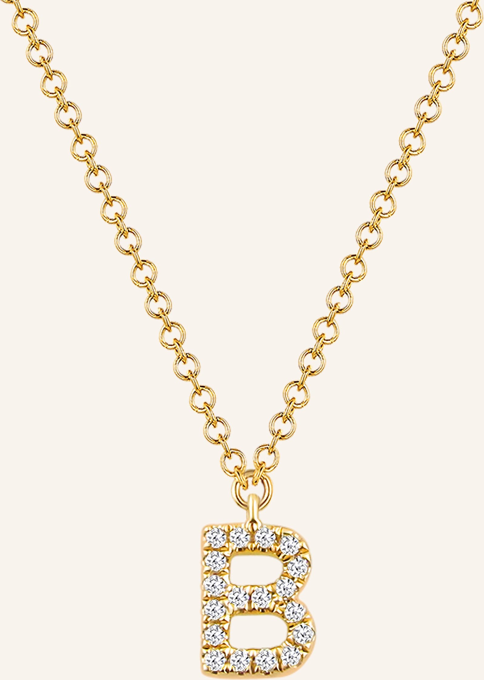 Leaf Initialien Halskette „B“ Aus 14 Karat Gelbgold Mit Diamanten gold