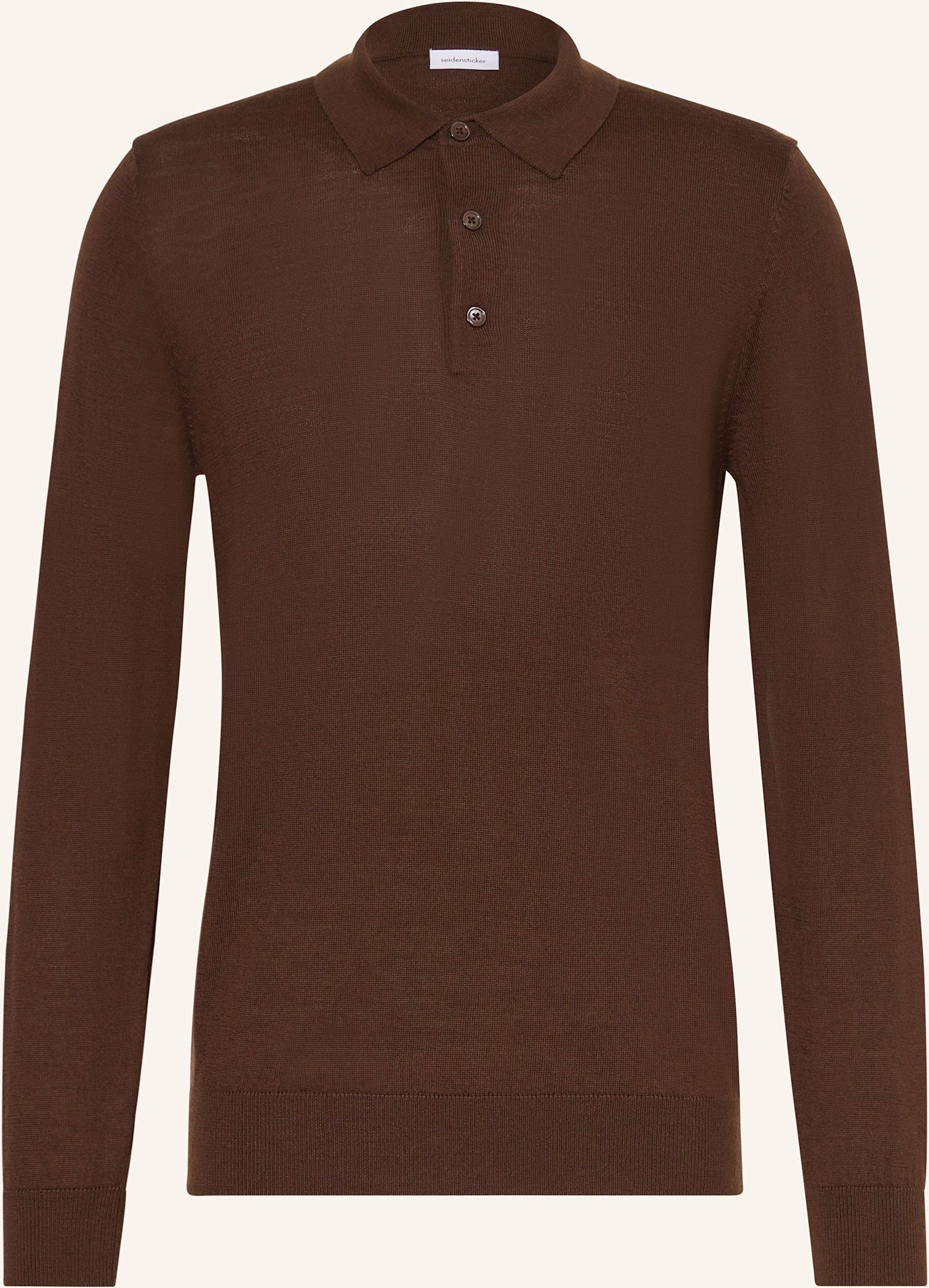 Thumbnail - Seidensticker Strick-Poloshirt Aus Merinowolle braun