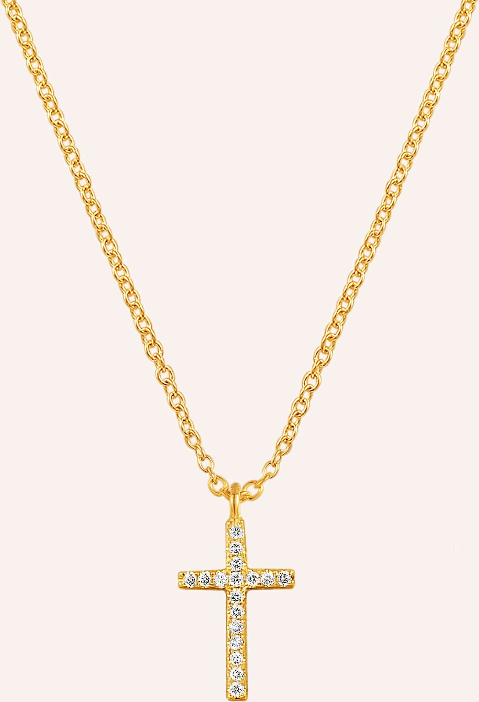 Leaf Halskette Kreuz Aus 18 Karat Gelbgold Mit Diamanten gold