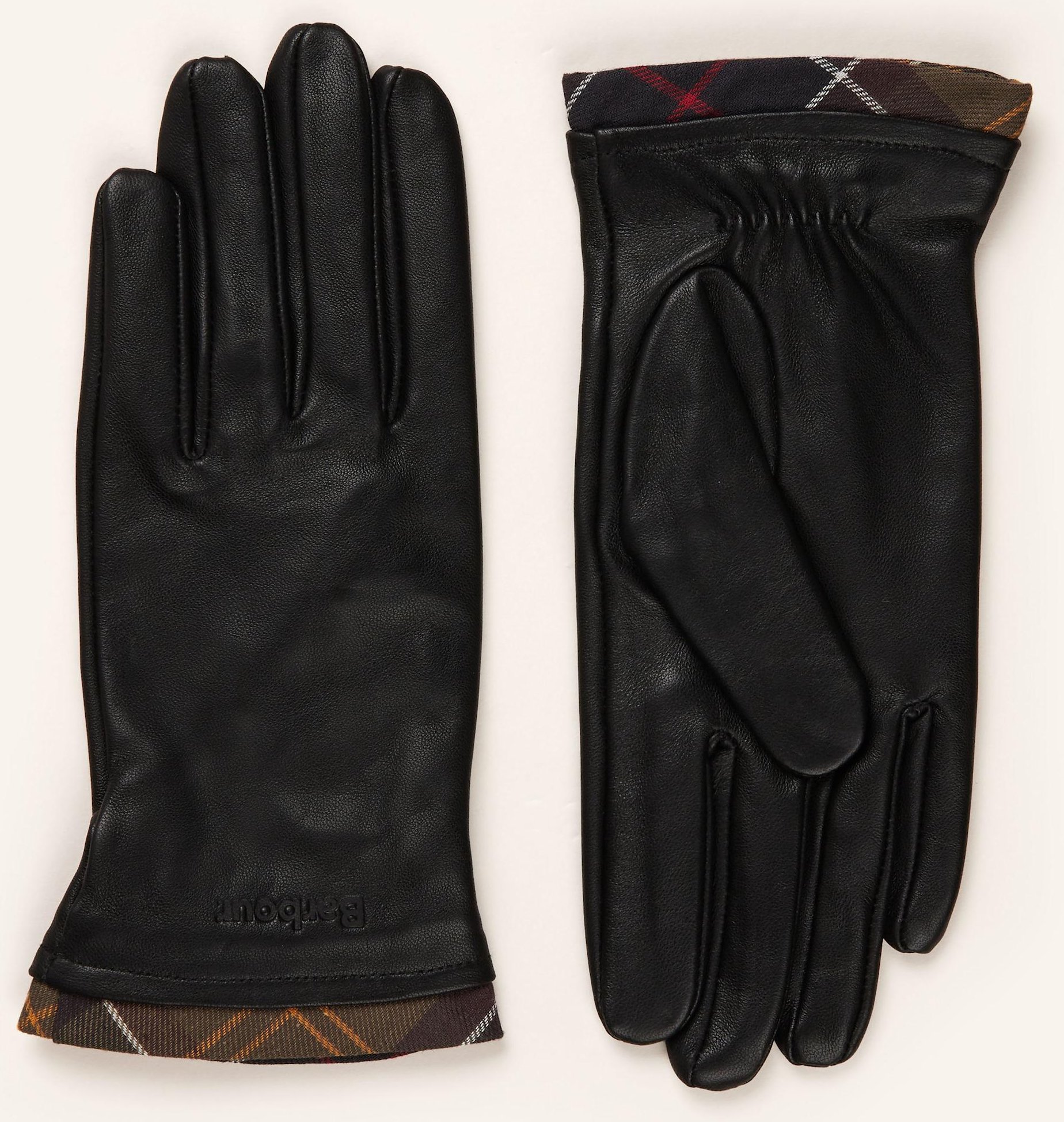 Thumbnail - Barbour Lederhandschuhe Tartan schwarz