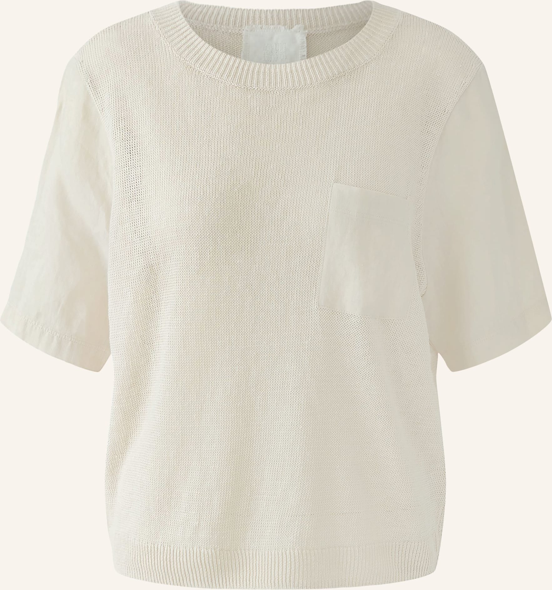 Oui Strickshirt Aus Leinen Im Materialmix beige