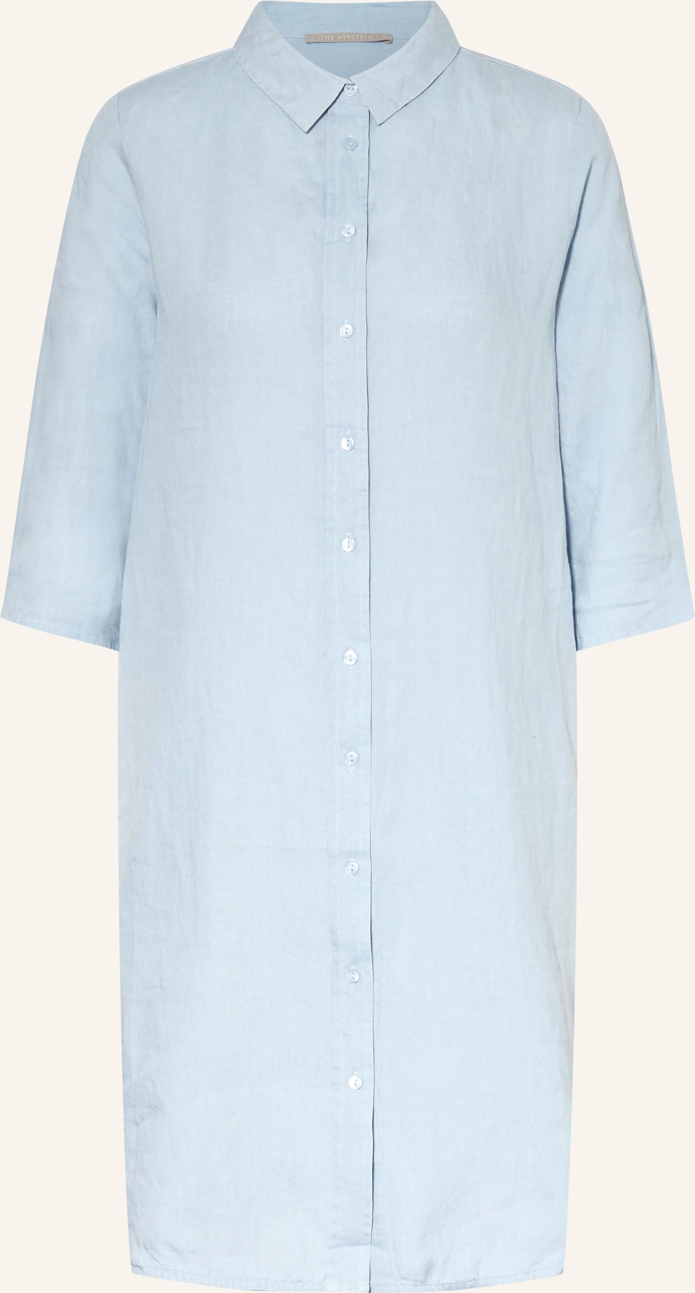 (The Mercer) N.Y. Hemdblusenkleid Aus Leinen Mit 3/4-Arm blau
