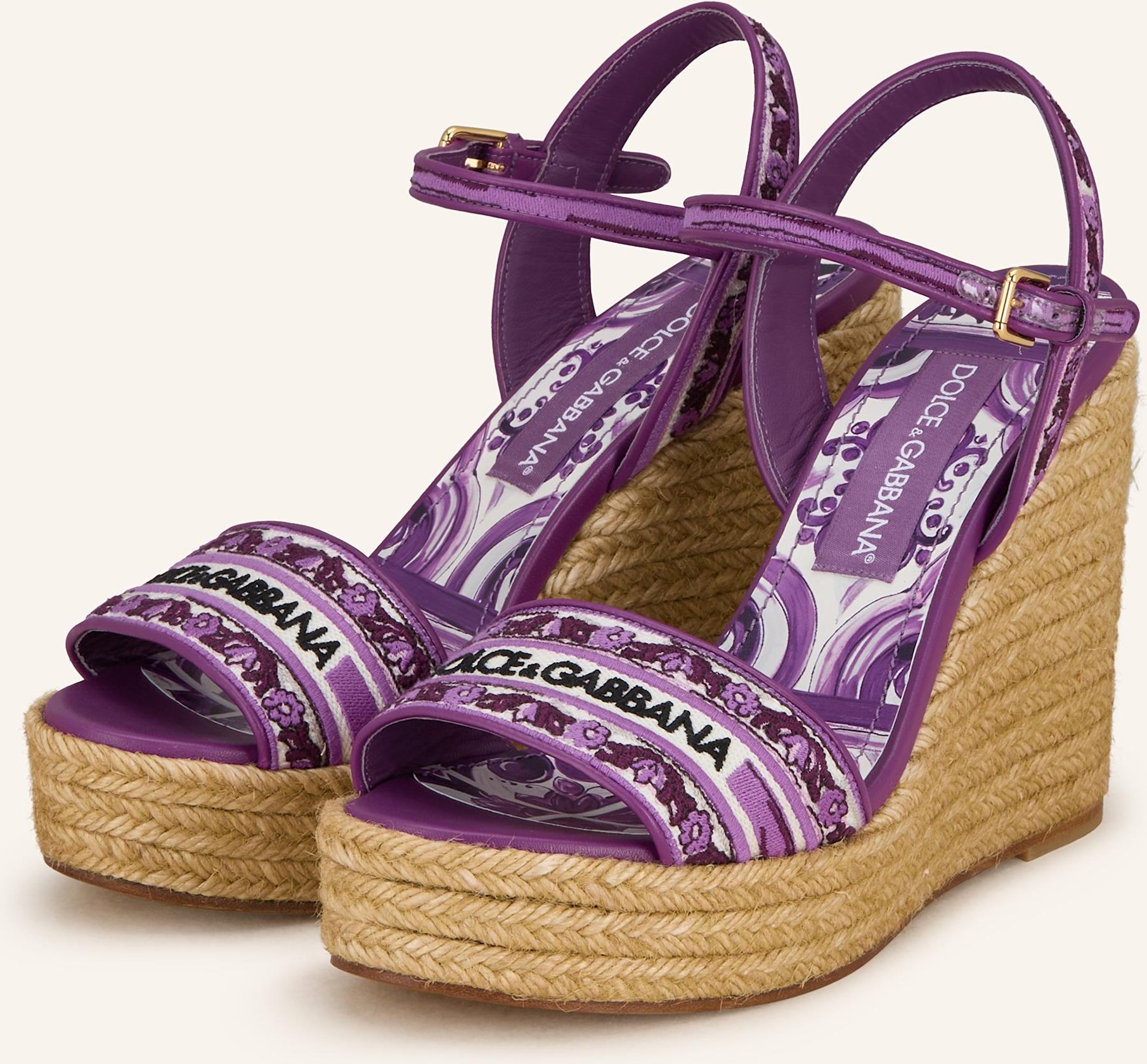 Dolce & Gabbana Wedges Ricamo lila
