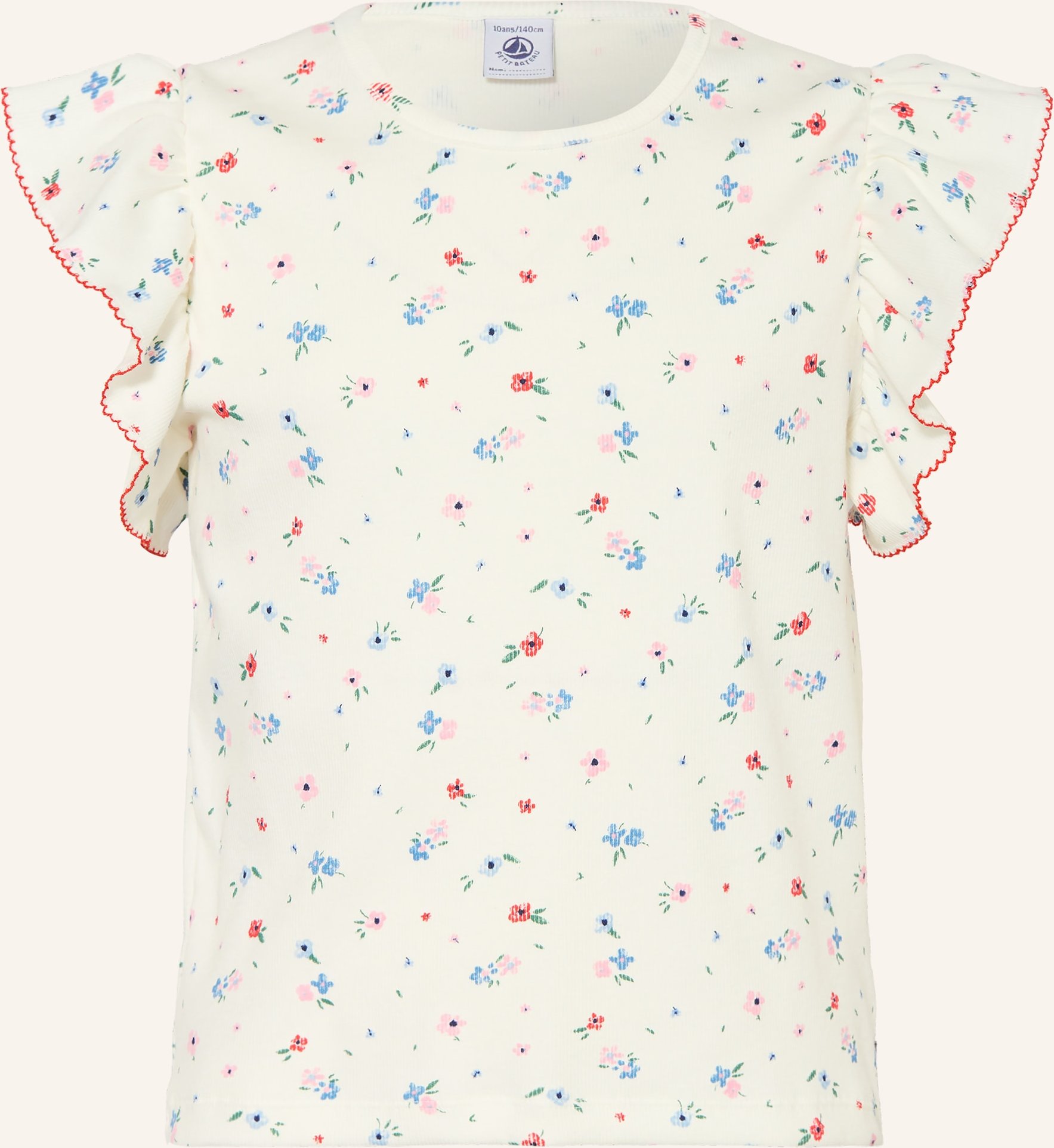 Petit Bateau T-Shirt Mit Rüschen weiss