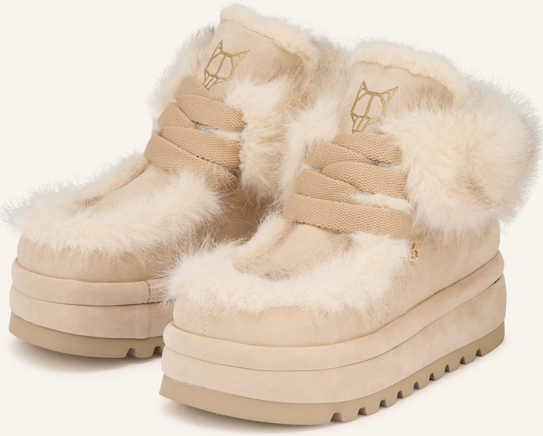 Naked Wolfe Plateau-Boots Bambi beige