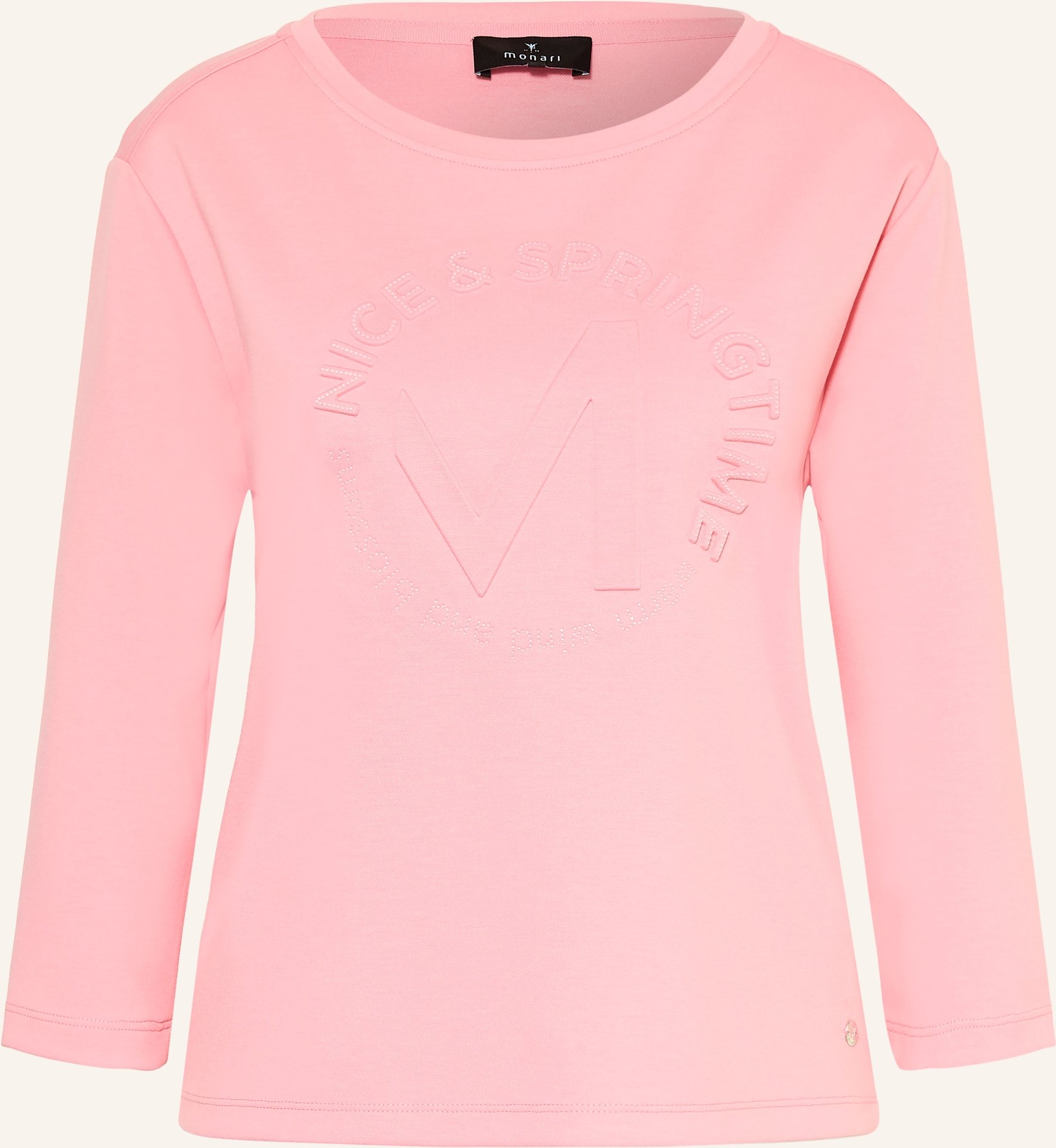 Monari Longsleeve Mit 3/4-Arm Und Schmucksteinen pink