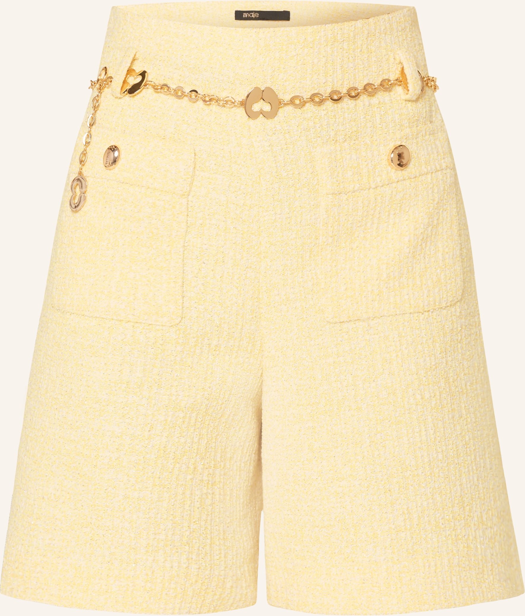 Maje Bouclé-Shorts Mit Glitzergarn gelb
