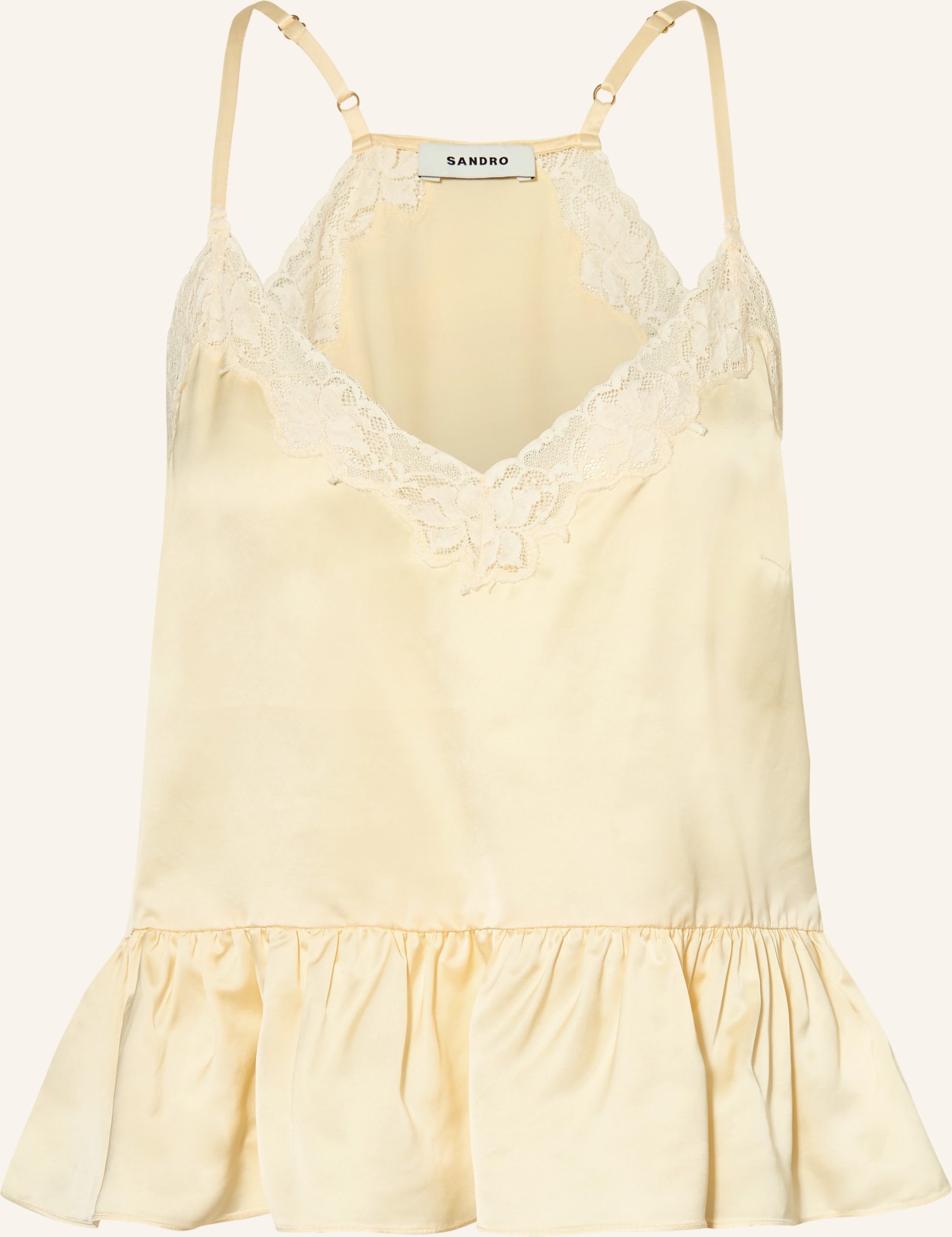 Sandro Satintop Mit Spitze gelb