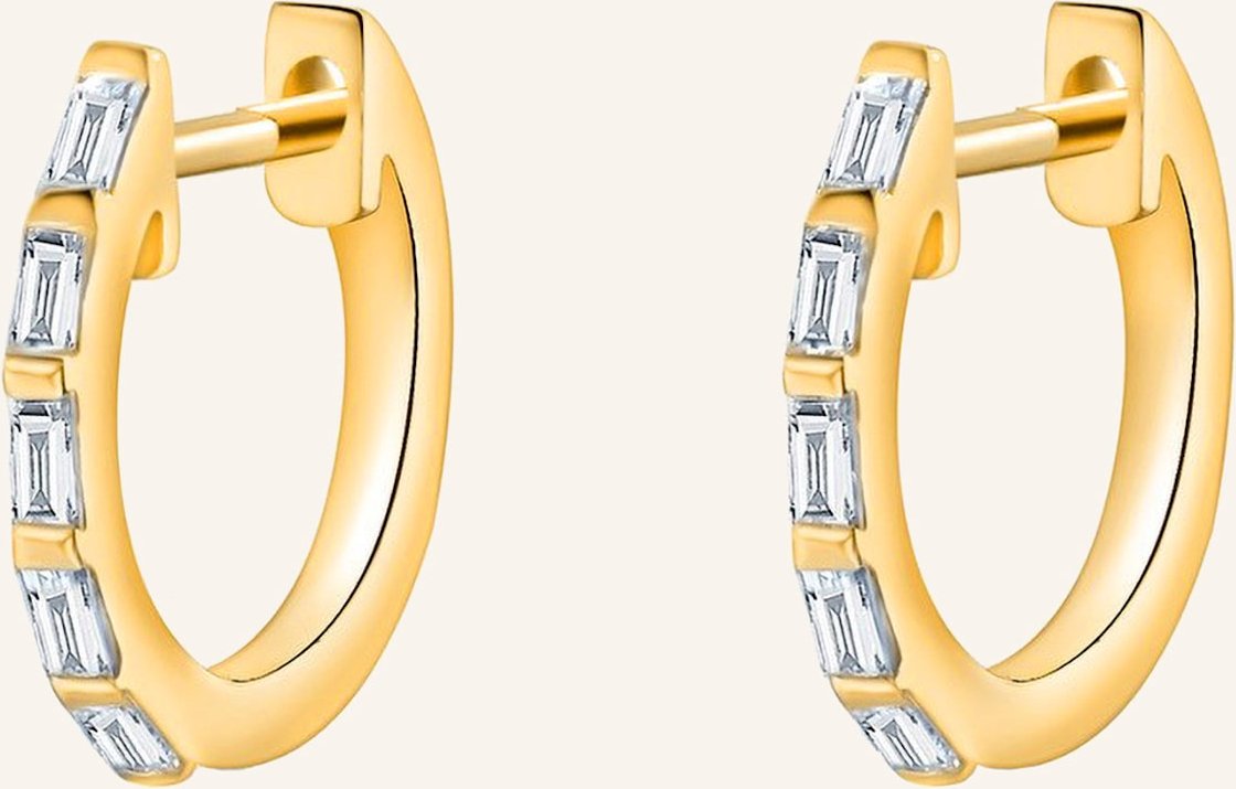 Leaf Creolen Baquette Aus 14 Karat Gelbgold Mit Diamanten gold