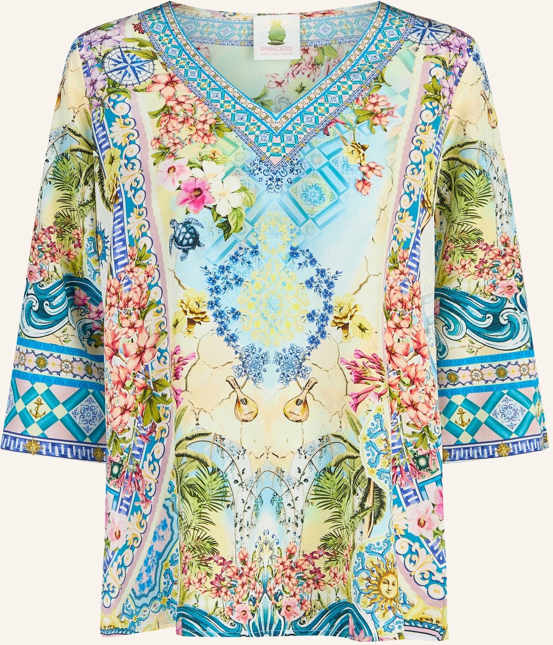 Princess Goes Hollywood Tunika Aus Seide Mit Schmucksteinen blau