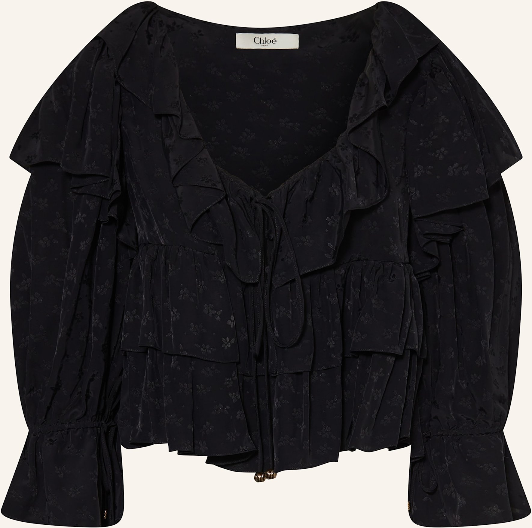 Chloé Cropped-Bluse Mit 3/4-Arm Und Rüschen schwarz