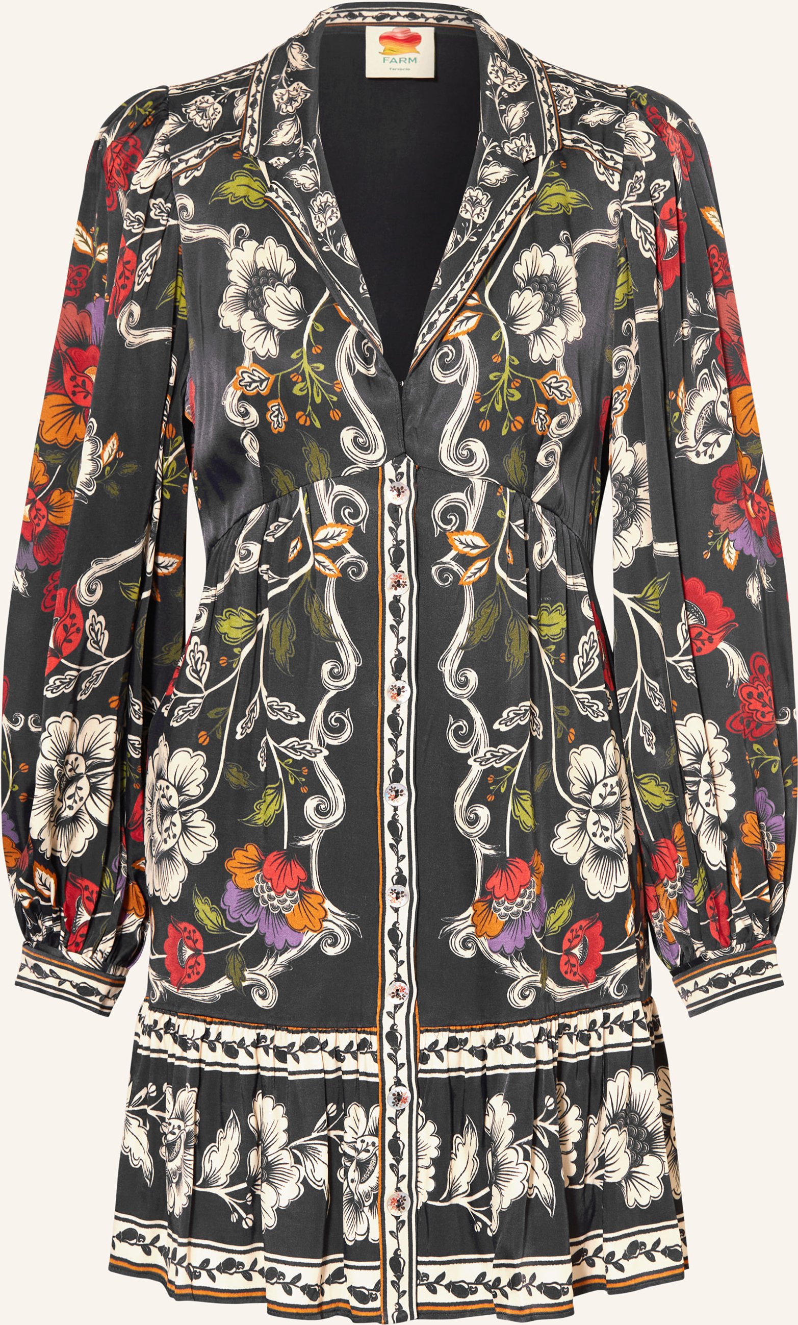 Farm Rio Kleid Rococo Flowers Mit Rüschen schwarz