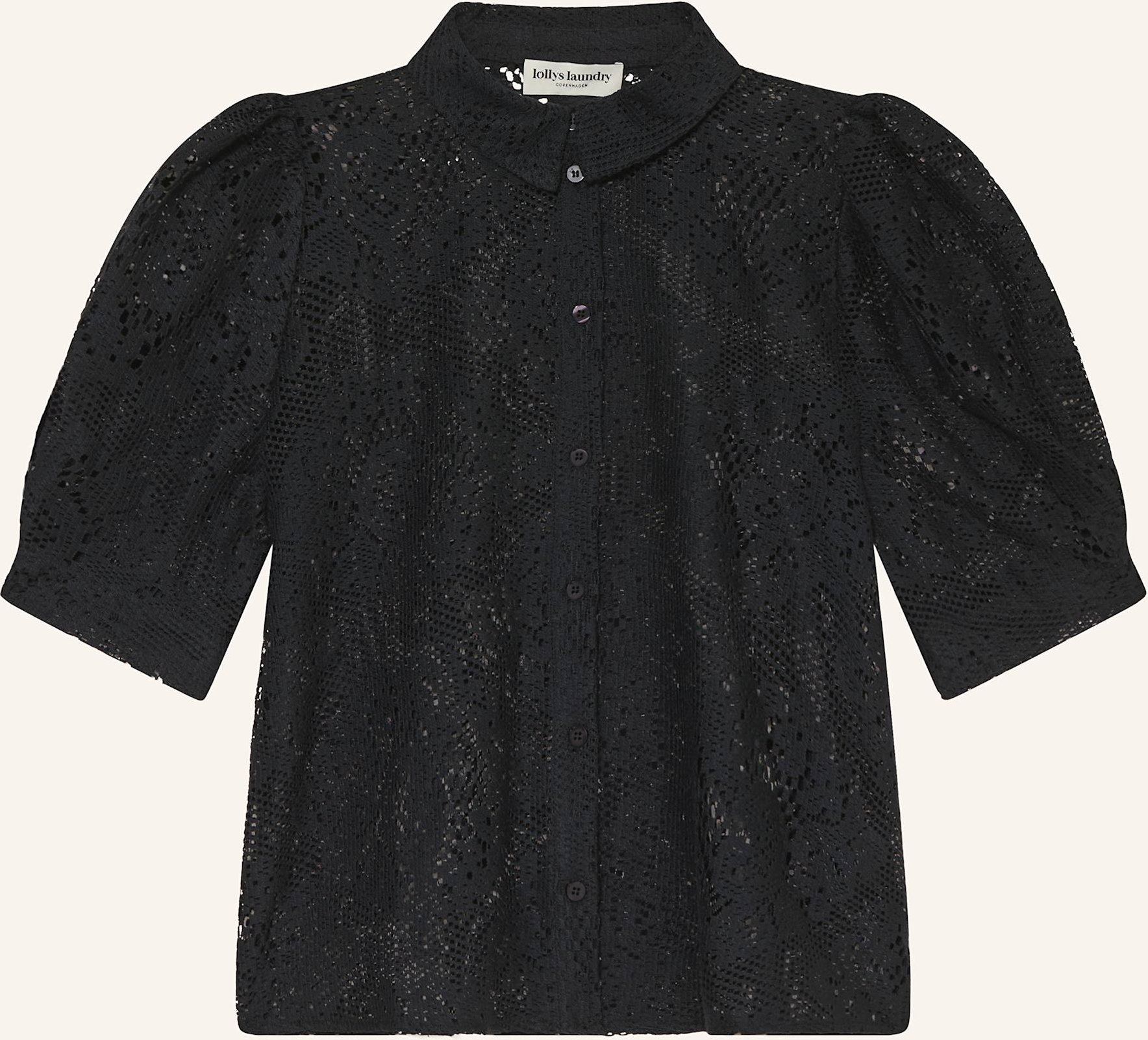 Lollys Laundry Spitzenbluse Bonoll Mit 3/4-Arm blau