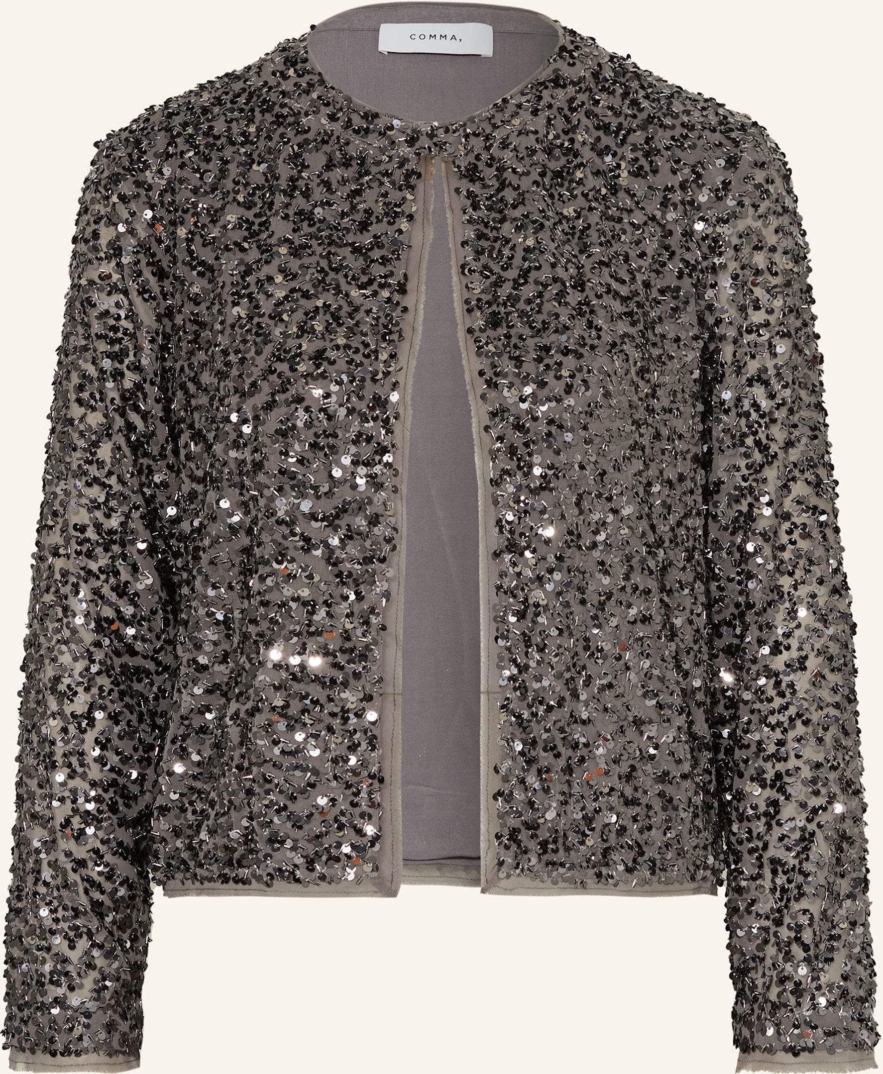 Comma Blazer Mit Pailletten grau