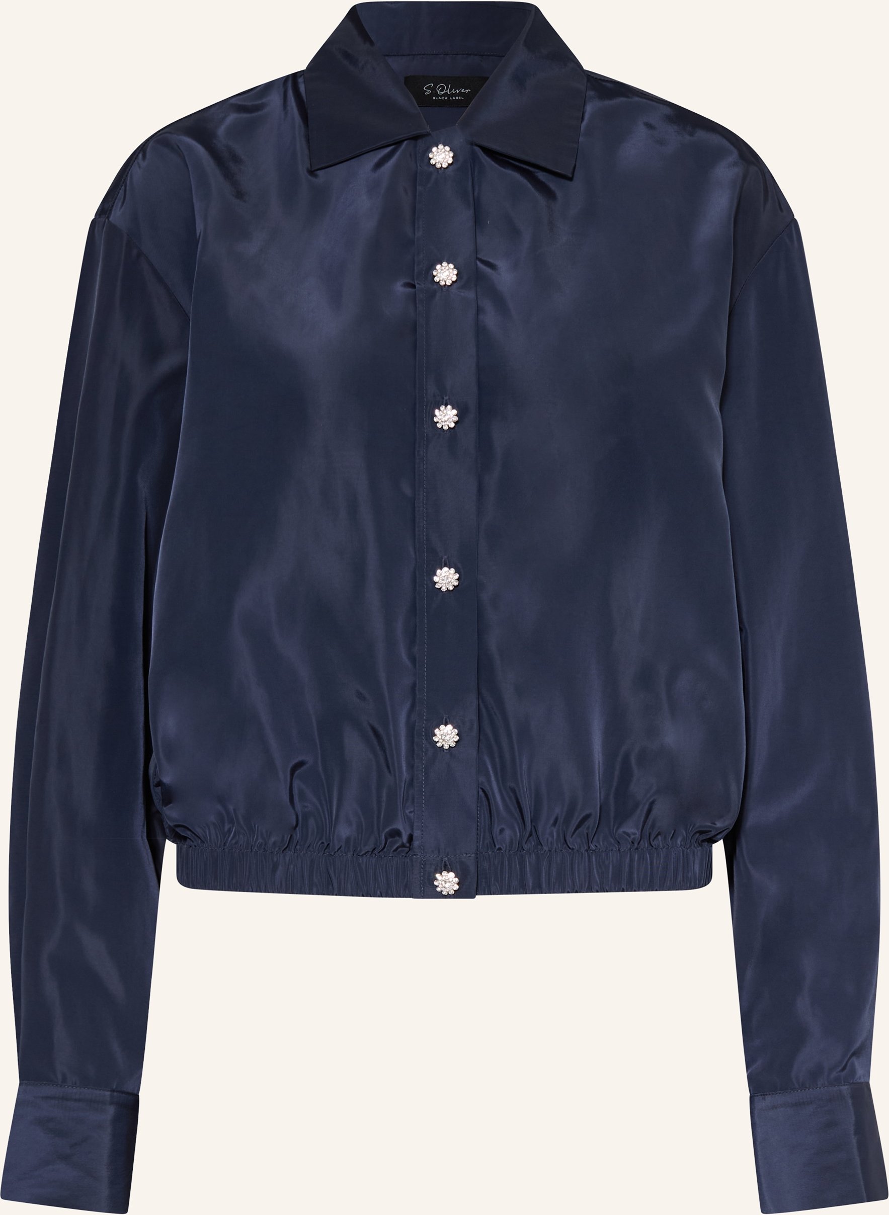 S.Oliver Black Label Hemdbluse Mit Schmucksteinen blau