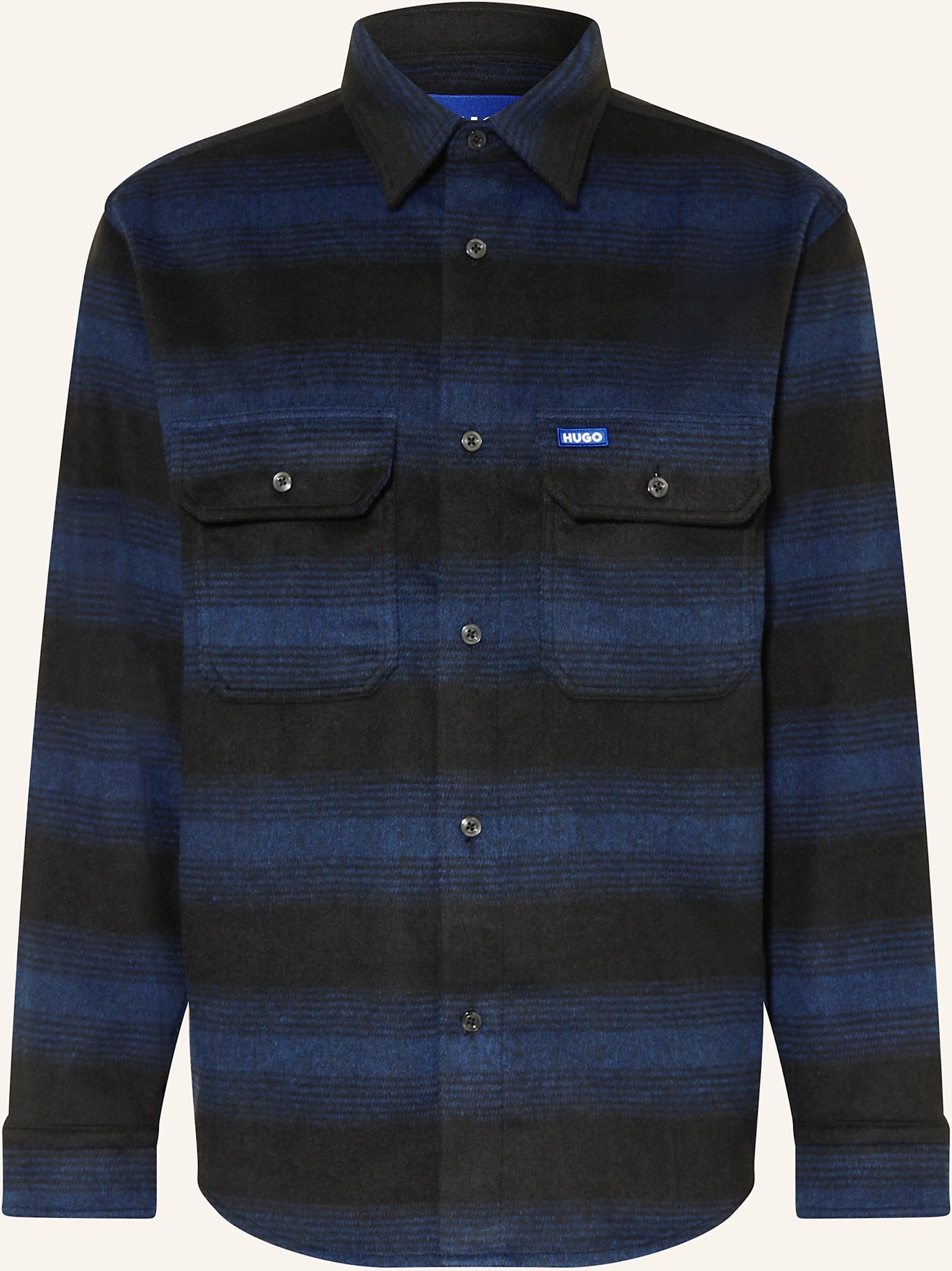 Hugo Flanell-Overshirt Ebolt blau