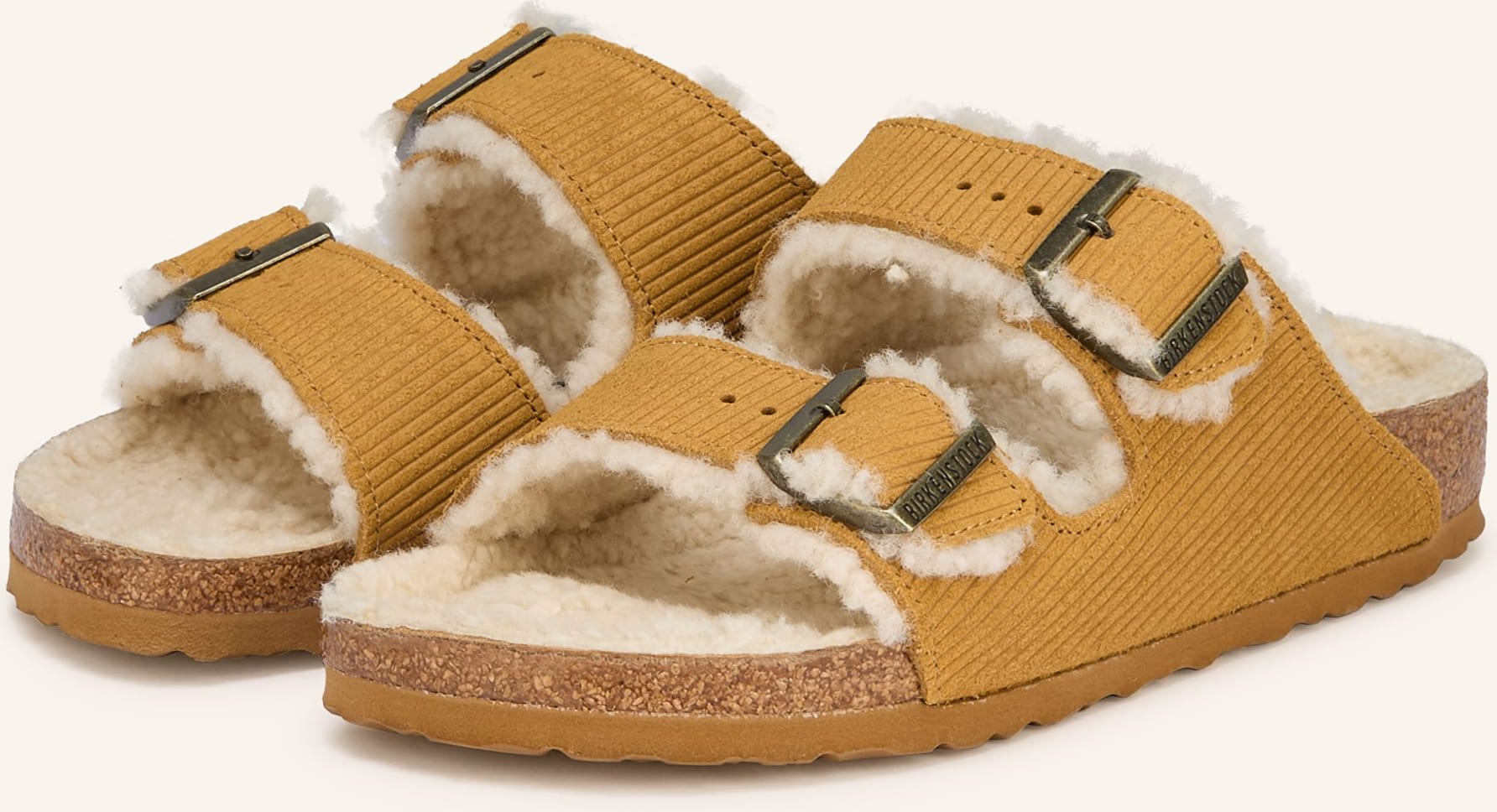 Birkenstock Pantoletten Arizona Teddy Leve braun