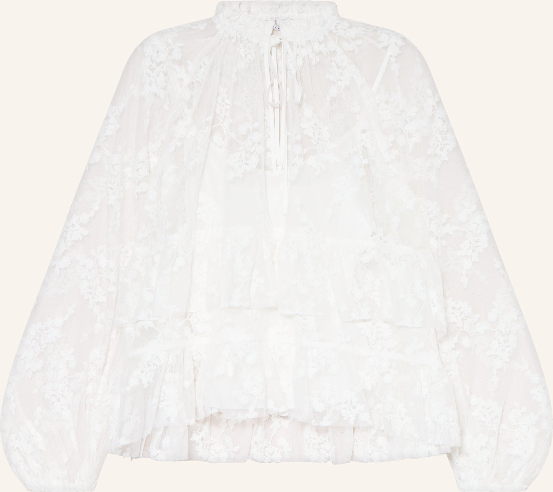 Mrs & Hugs Blusenshirt Aus Spitze Mit Volants weiss