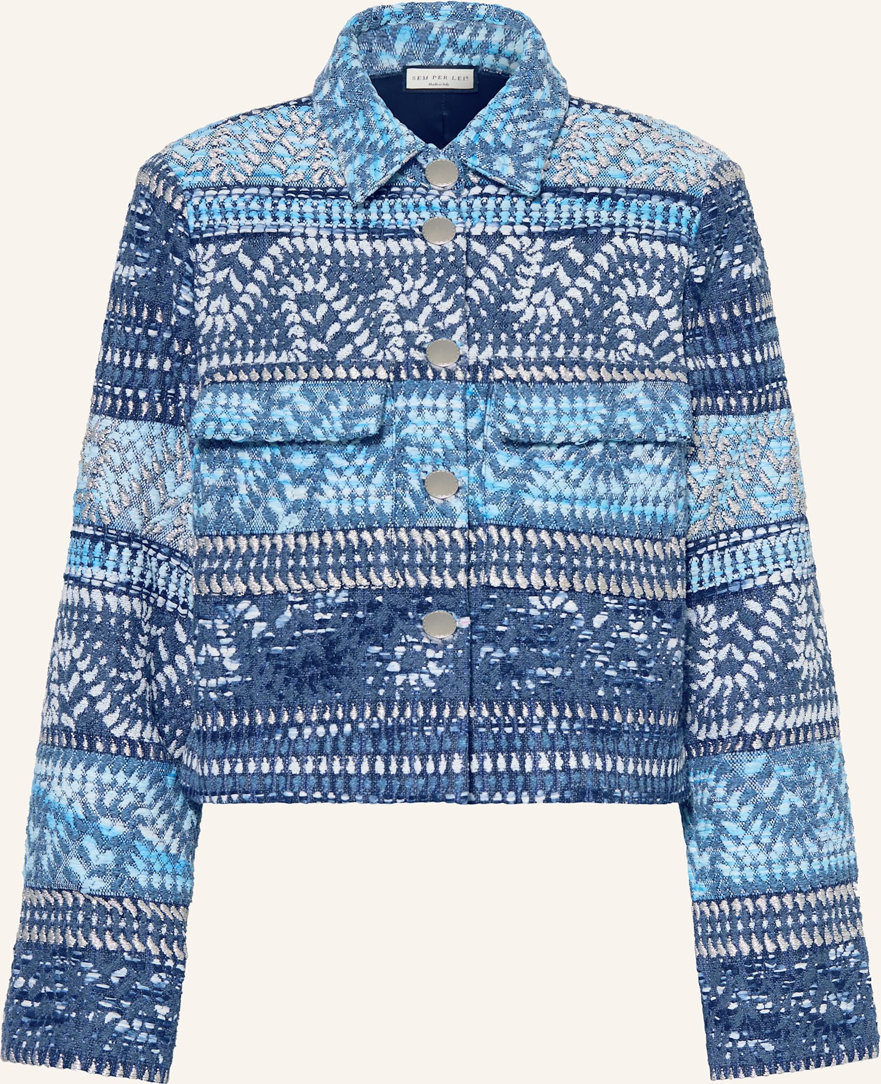 Sem Per Lei Kastenjacke Aus Tweed Mit Glitzergarn blau