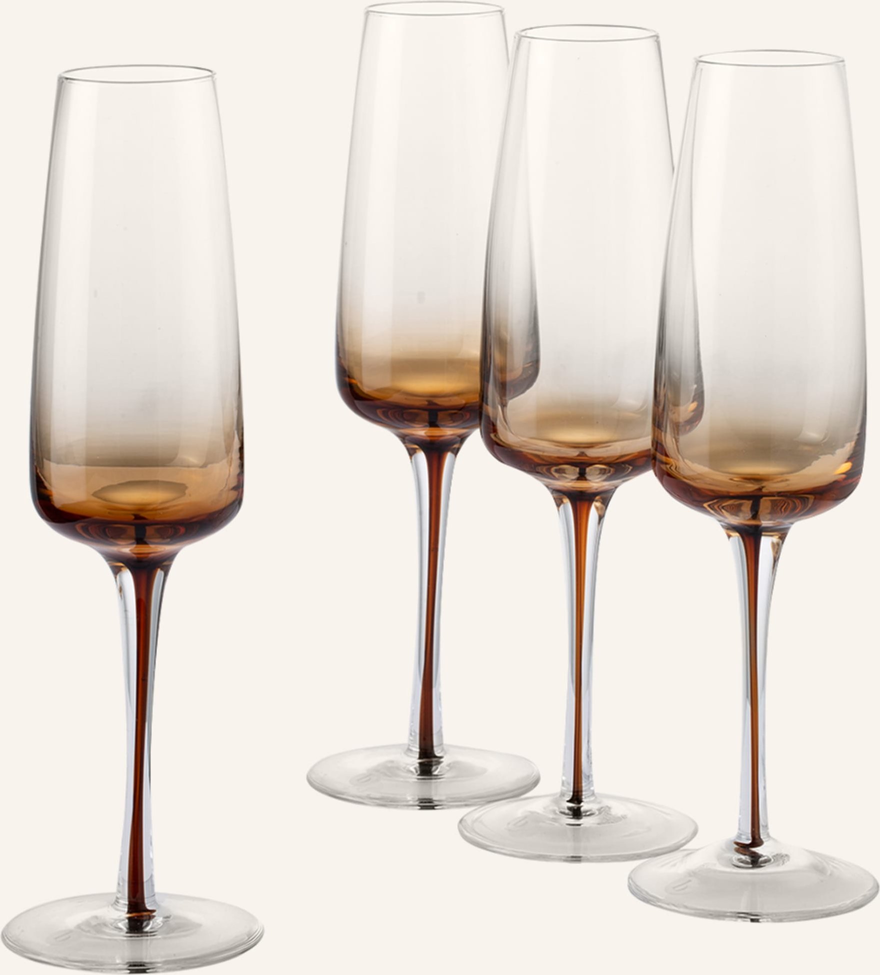 Thumbnail - Broste Copenhagen 4er-Set Champagnergläser Amber gold