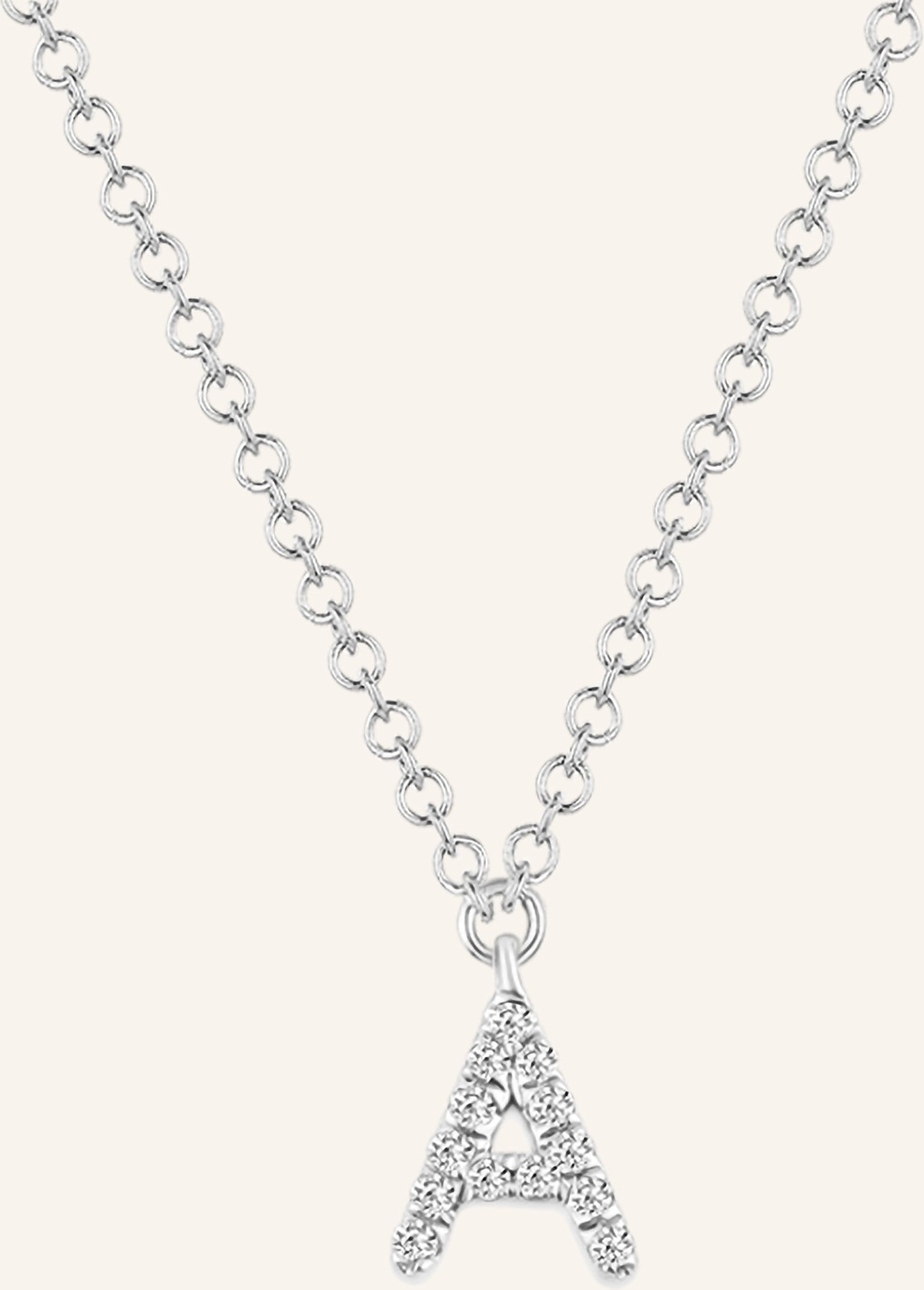Leaf Initialien Halskette „A“ Aus 14 Karat Weißgold Mit Diamanten silber