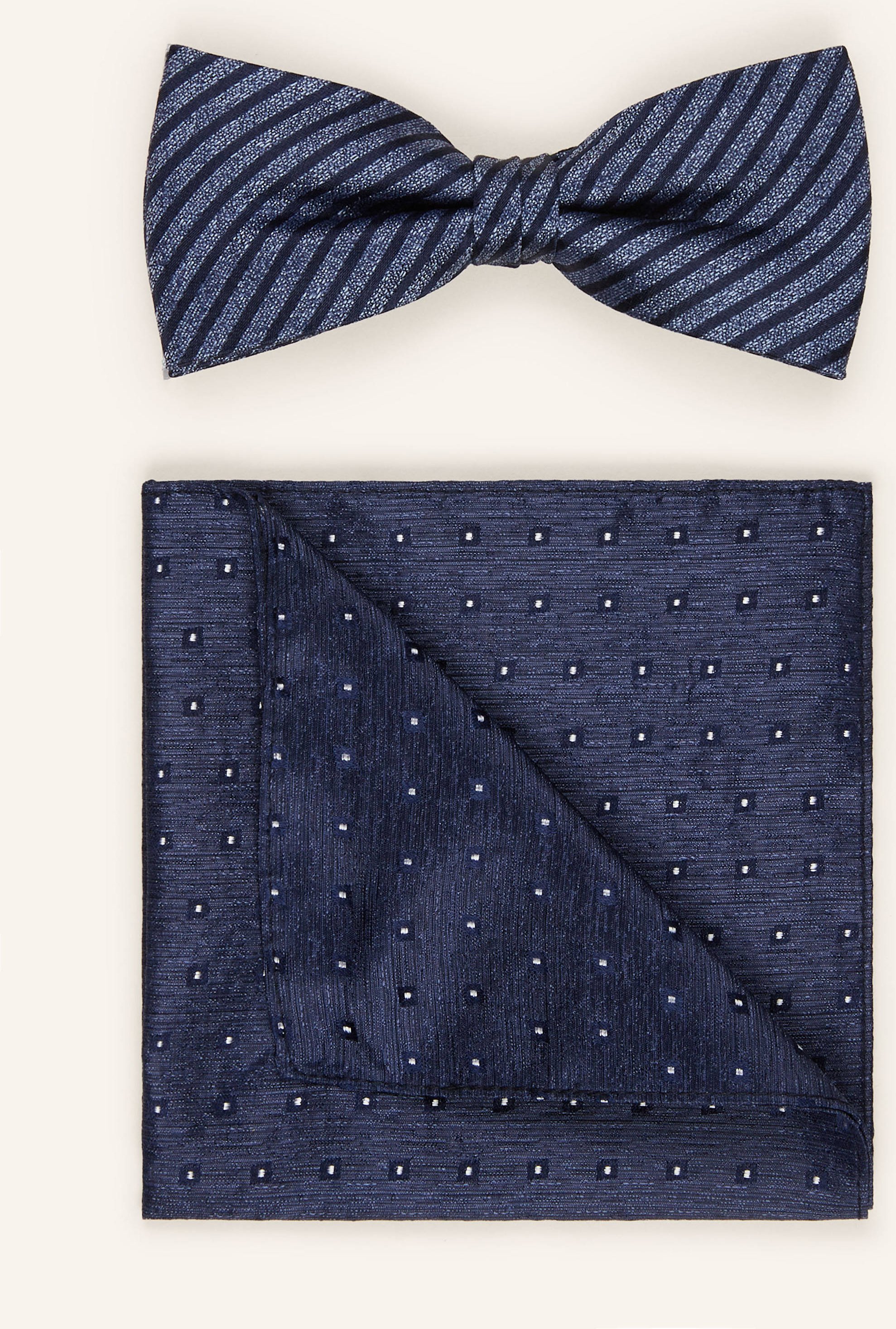 Thumbnail - Monti Set: Fliege Und Einstecktuch Aus Seide blau