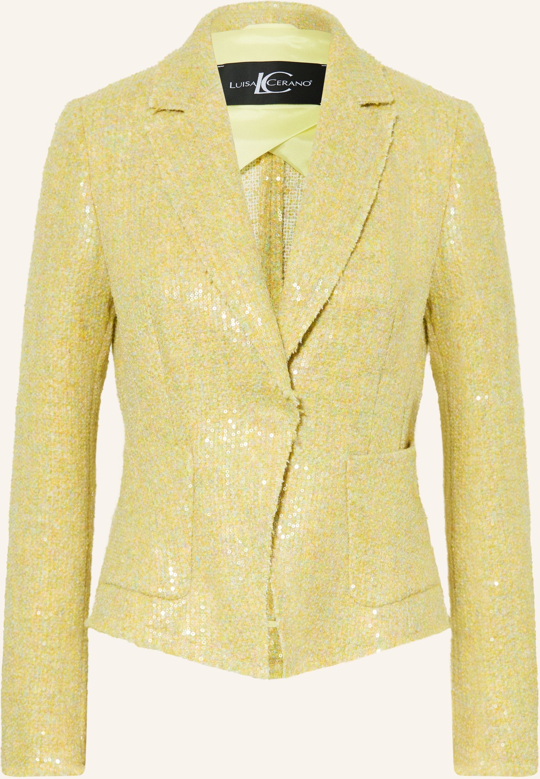 Luisa Cerano Tweed-Blazer Mit Pailletten gelb