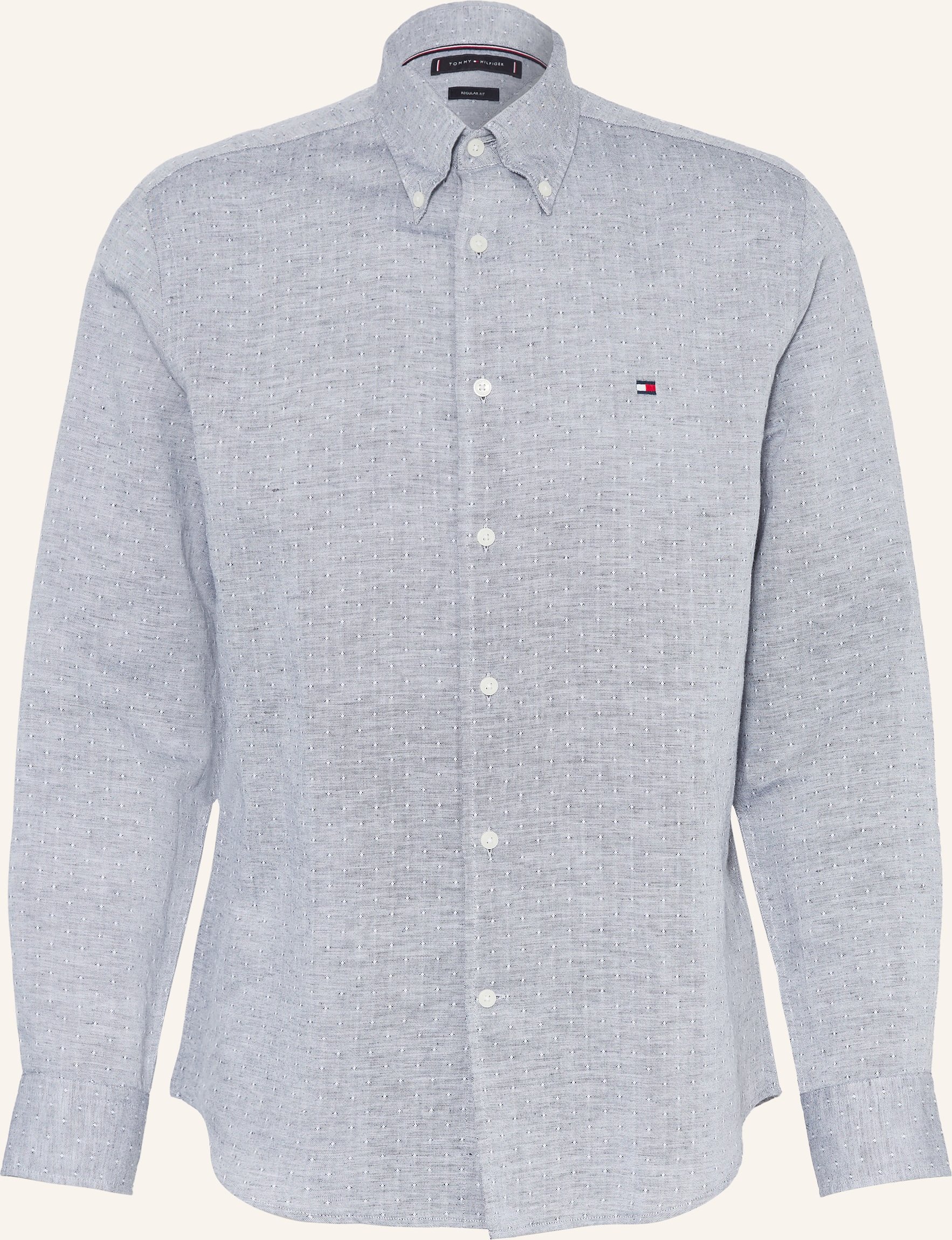 Tommy Hilfiger Hemd Regular Fit Mit Leinen blau