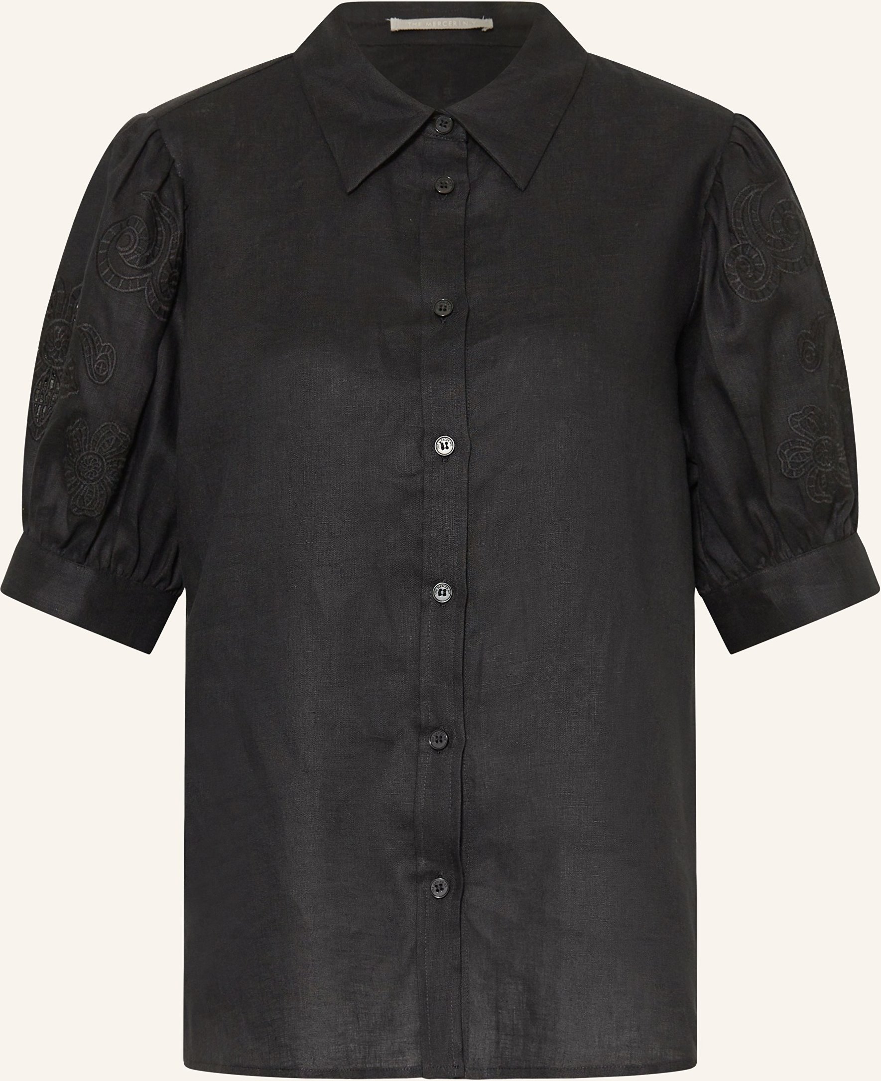 (The Mercer) N.Y. Hemdbluse Aus Leinen Mit Lochspitze schwarz