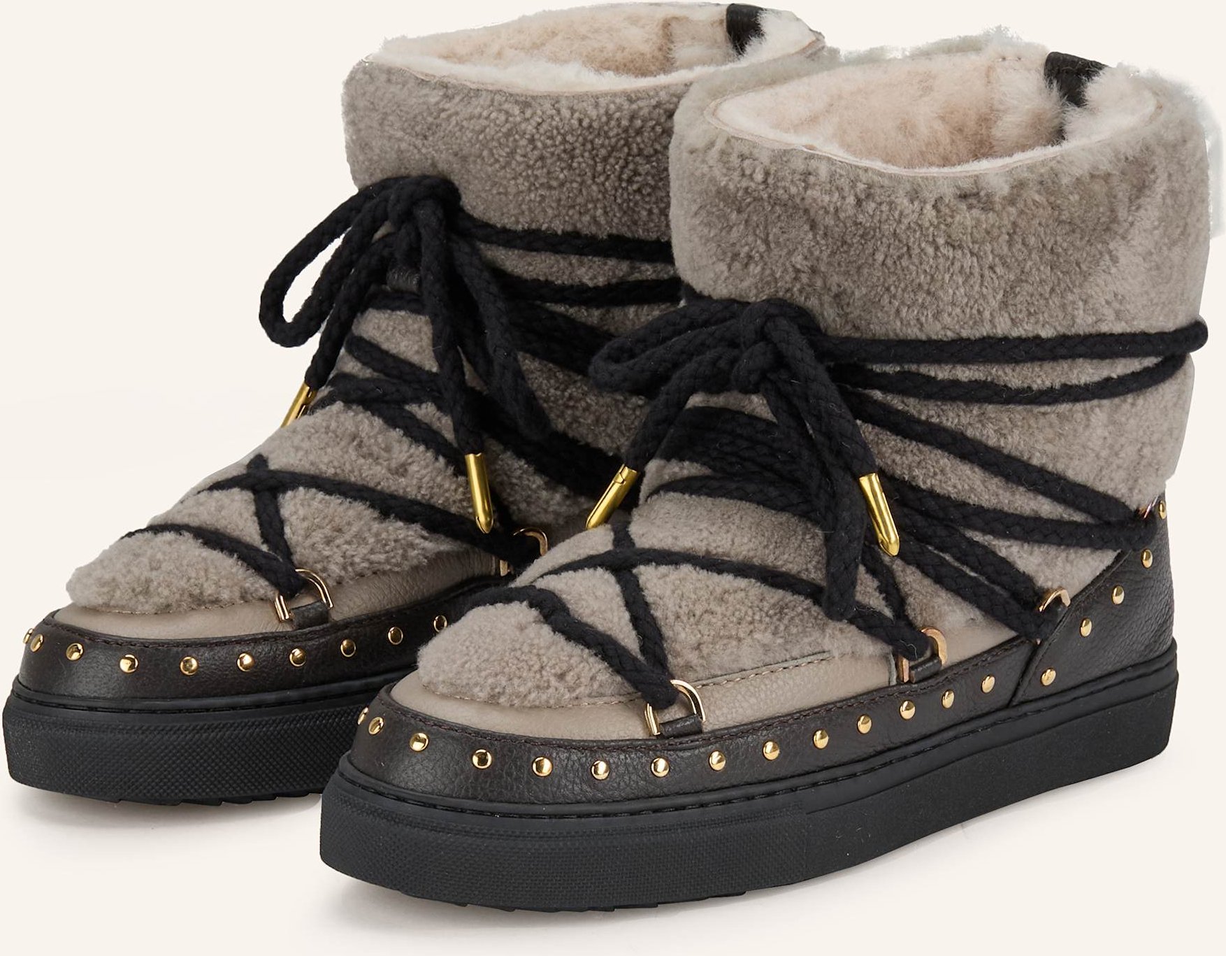 Thumbnail - Inuikii Schnürboots Curly Rock Mit Nieten grau