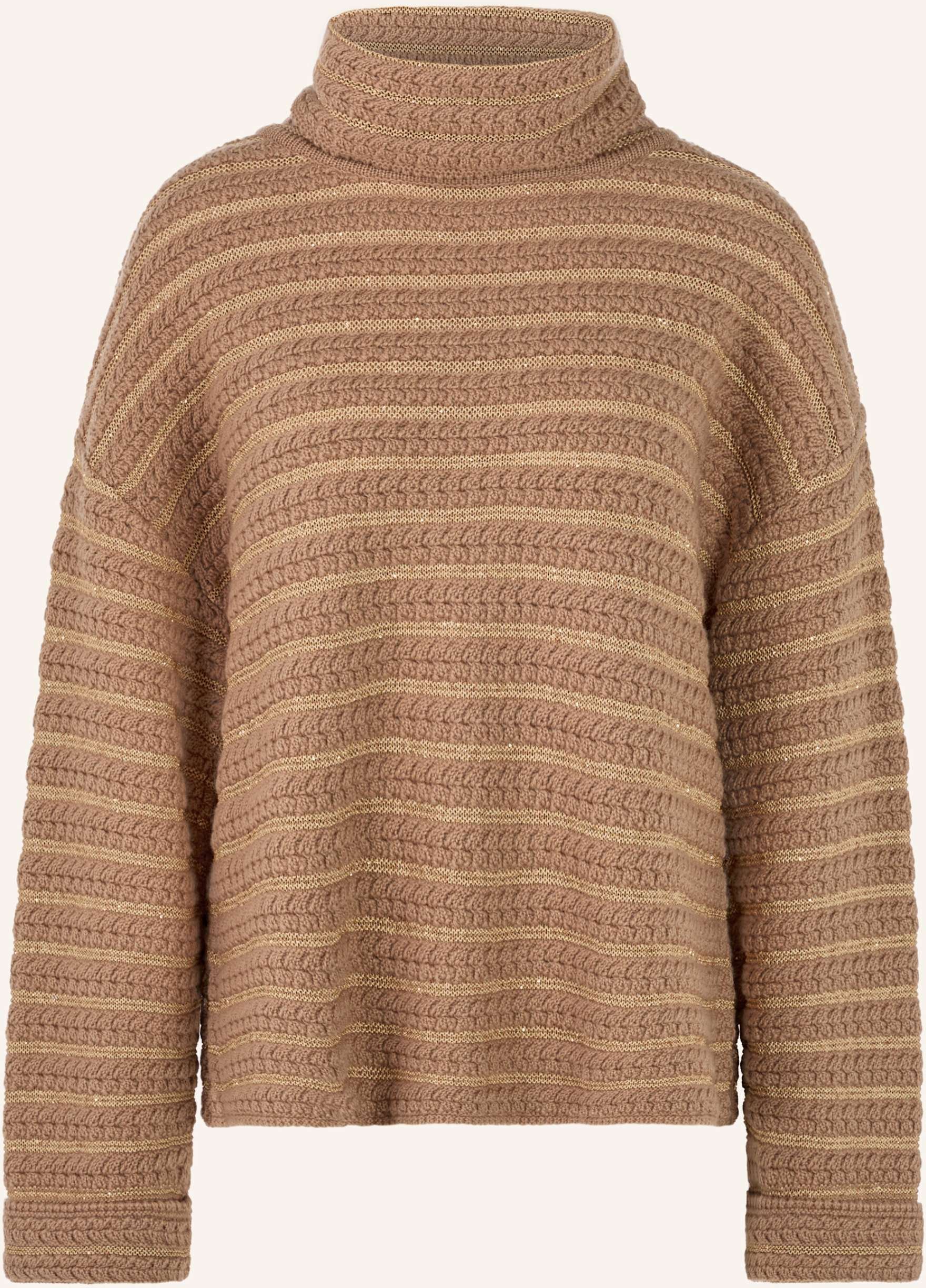 Marc Cain Oversized-Rollkragenpullover Mit Cashmere Und Pailletten braun