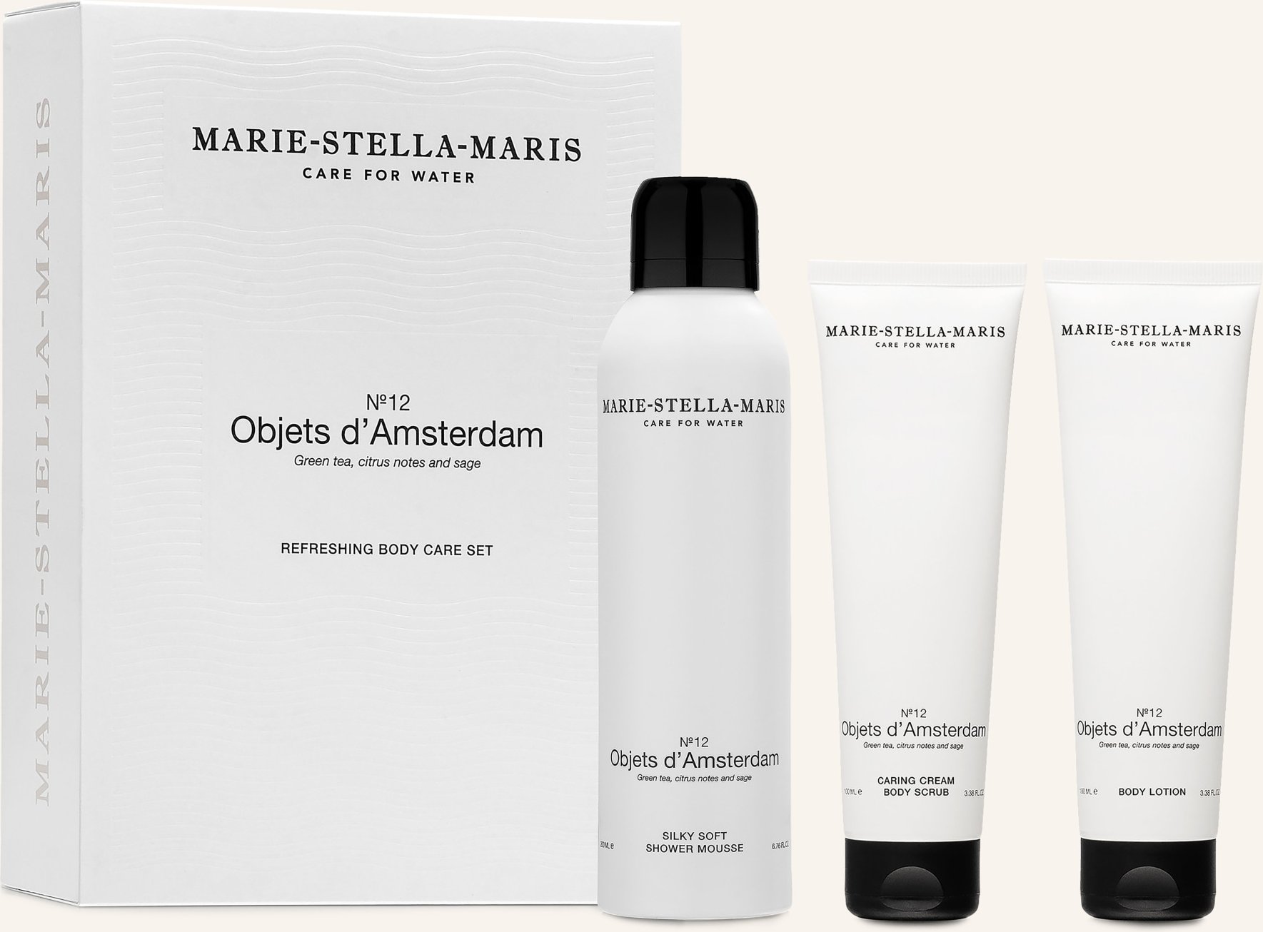 Marie-Stella-Maris Pflege-Set Objets D'amsterdam: Duschmousse, Körperpeeling, Bodylotion transparent
