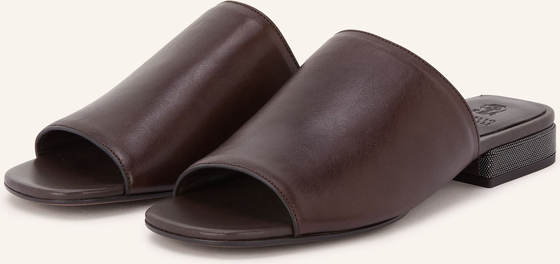 Brunello Cucinelli Pantoletten Mit Schmuckperlen braun