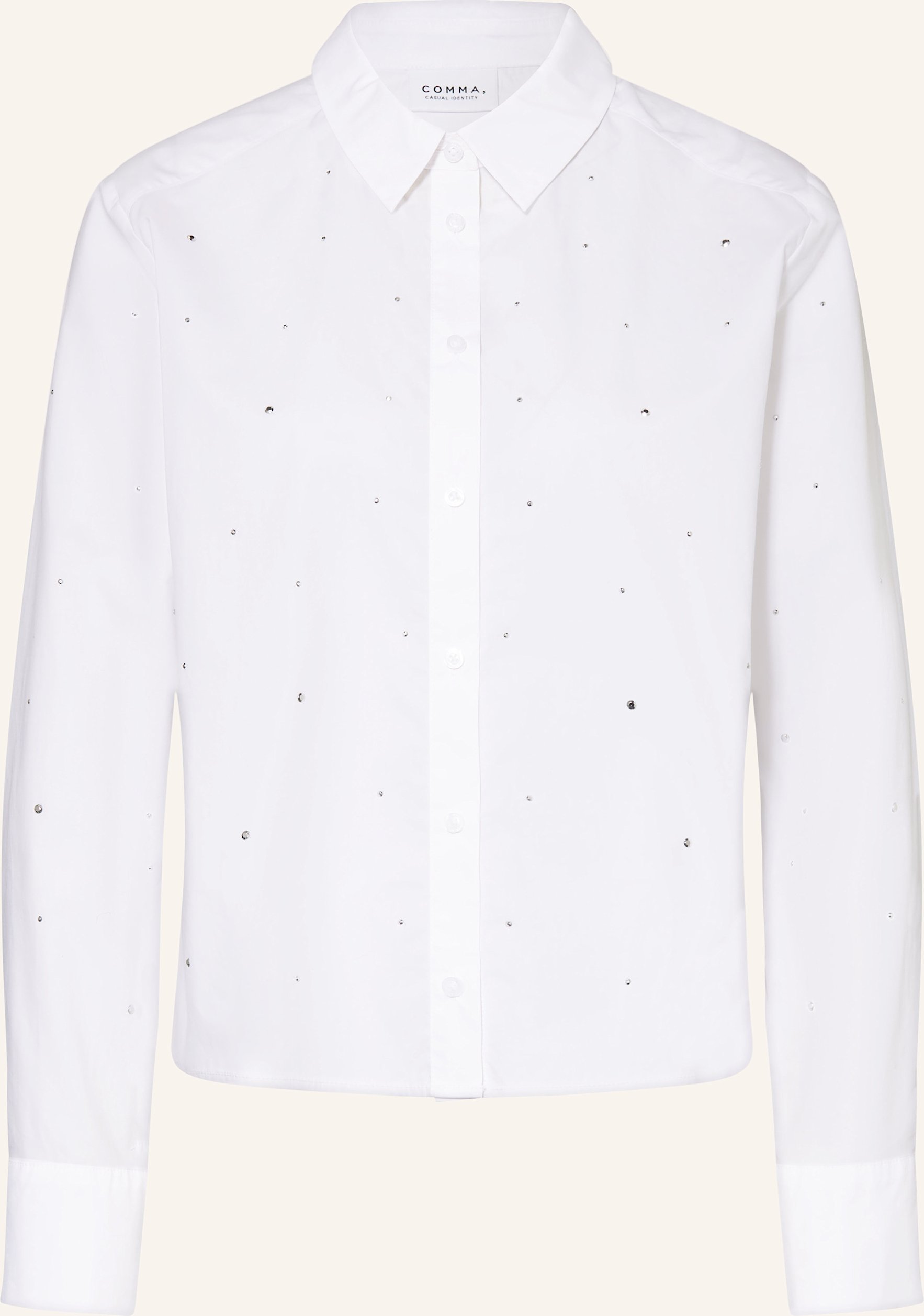 Comma Casual Identity Hemdbluse Mit Schmucksteinen weiss