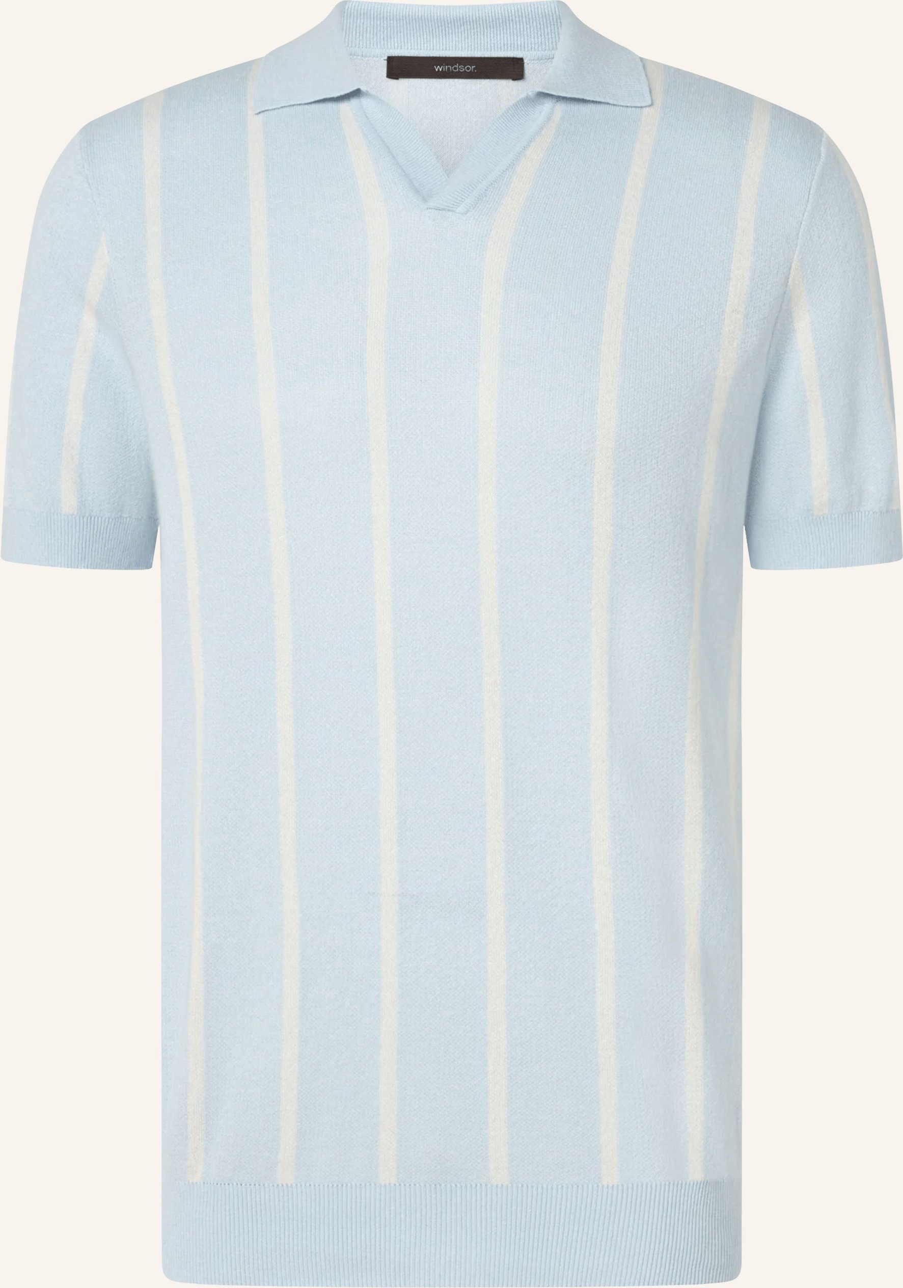 Windsor. Strick-Poloshirt Lindo Mit Leinen blau