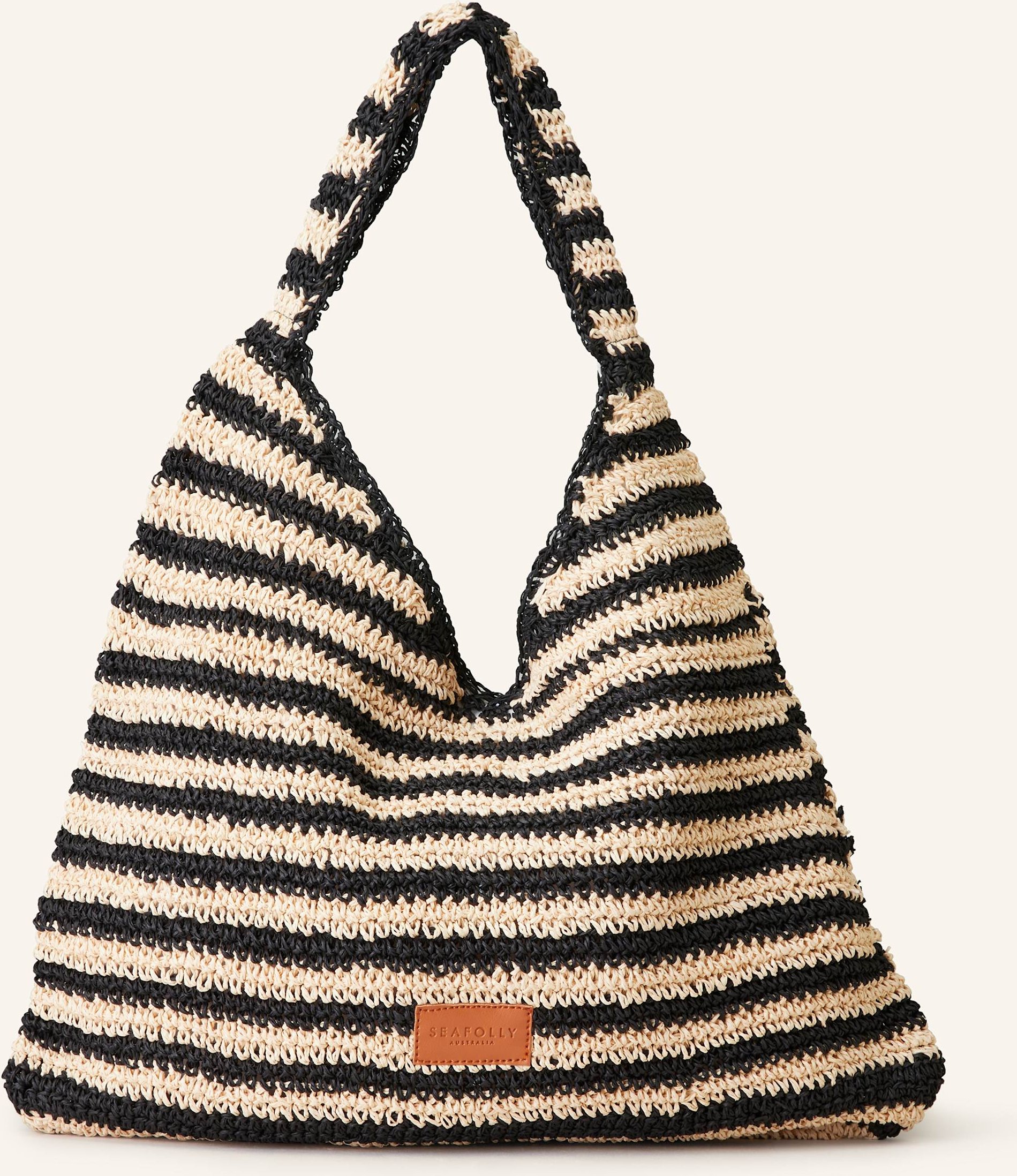 Seafolly Strandtasche Raffia Stripe schwarz