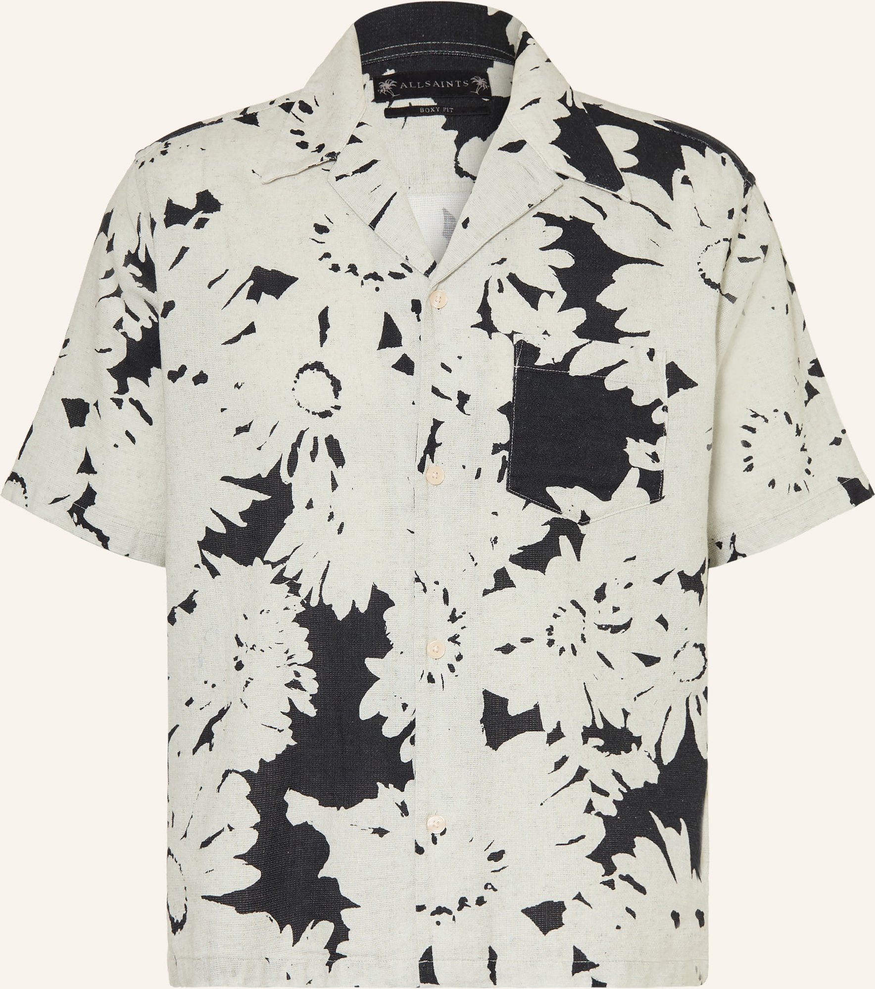 Allsaints Resorthemd Girona Comfort Fit schwarz
