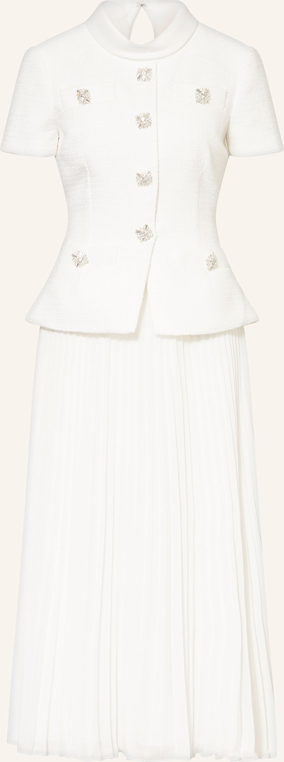 Self-Portrait Kleid Im Materialmix weiss