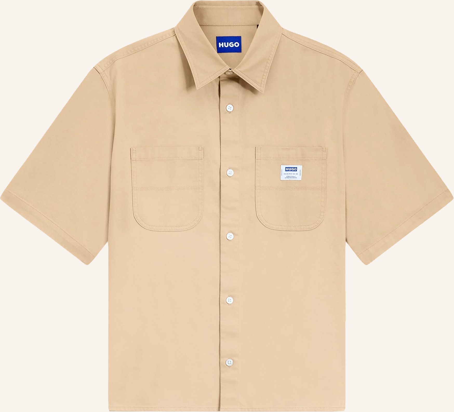 Hugo Kurzarm-Hemd Ebwin Comfort Fit beige