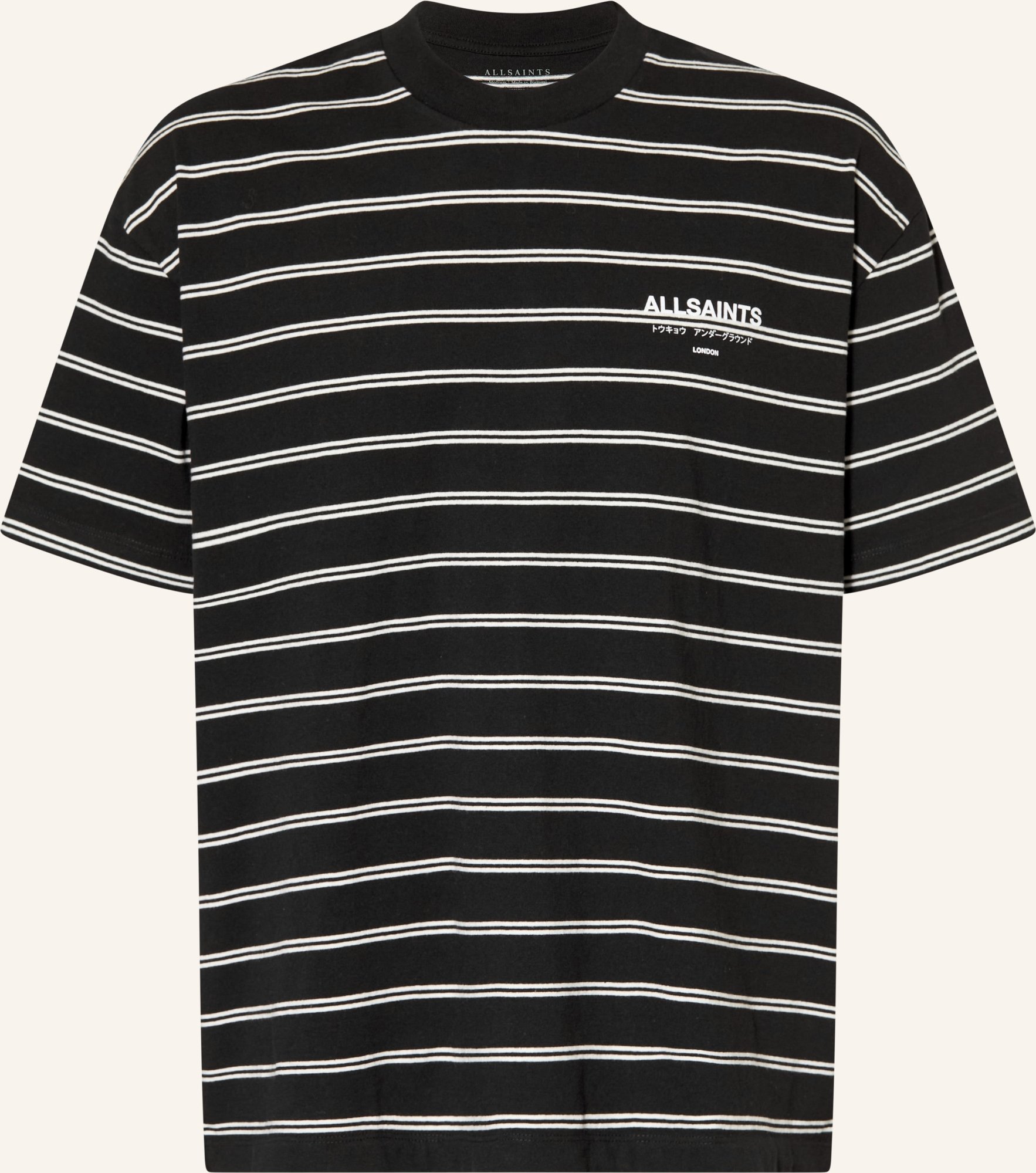 Allsaints T-Shirt Undergrnd Stripe schwarz