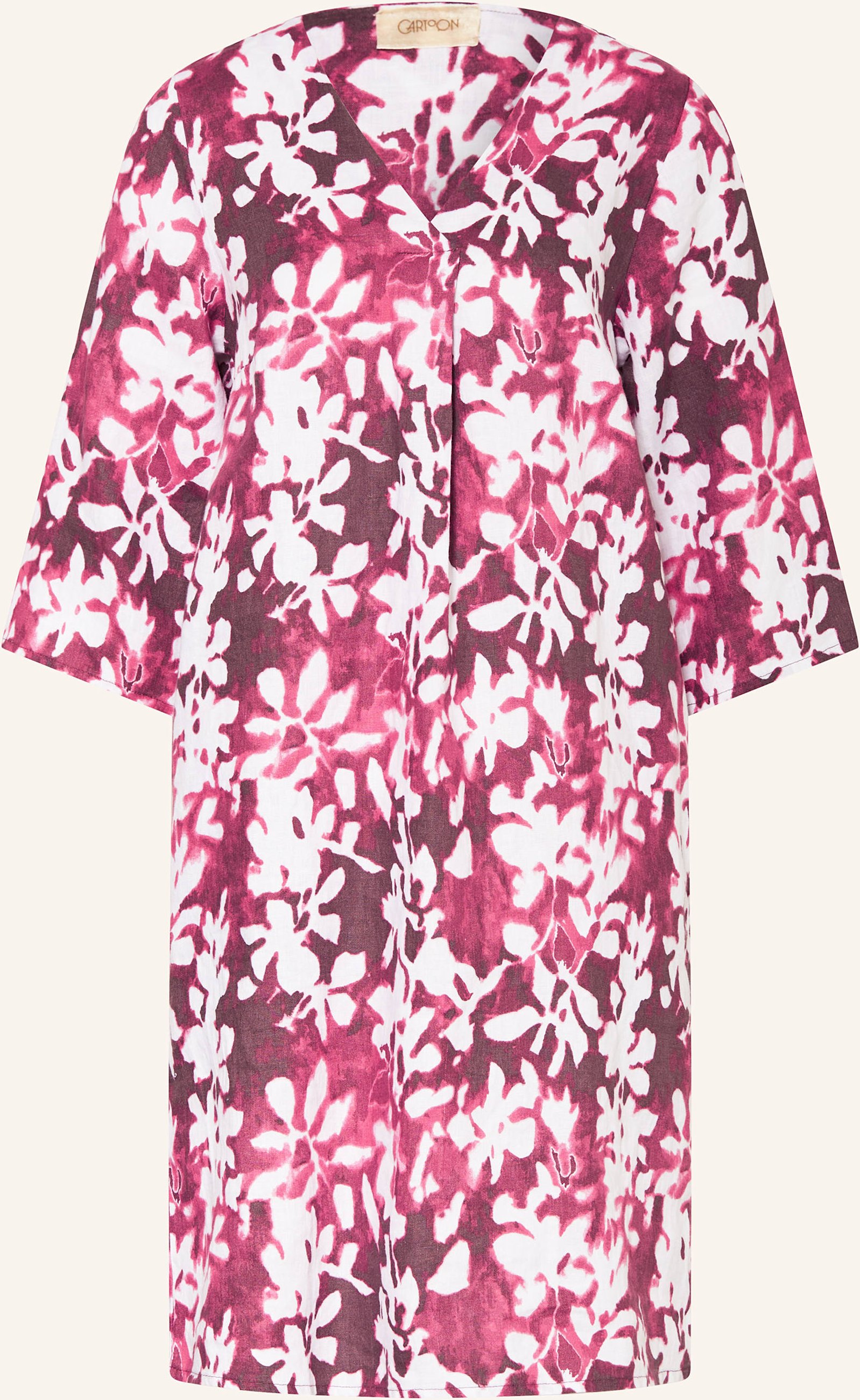 Cartoon Leinenkleid Mit 3/4-Arm pink