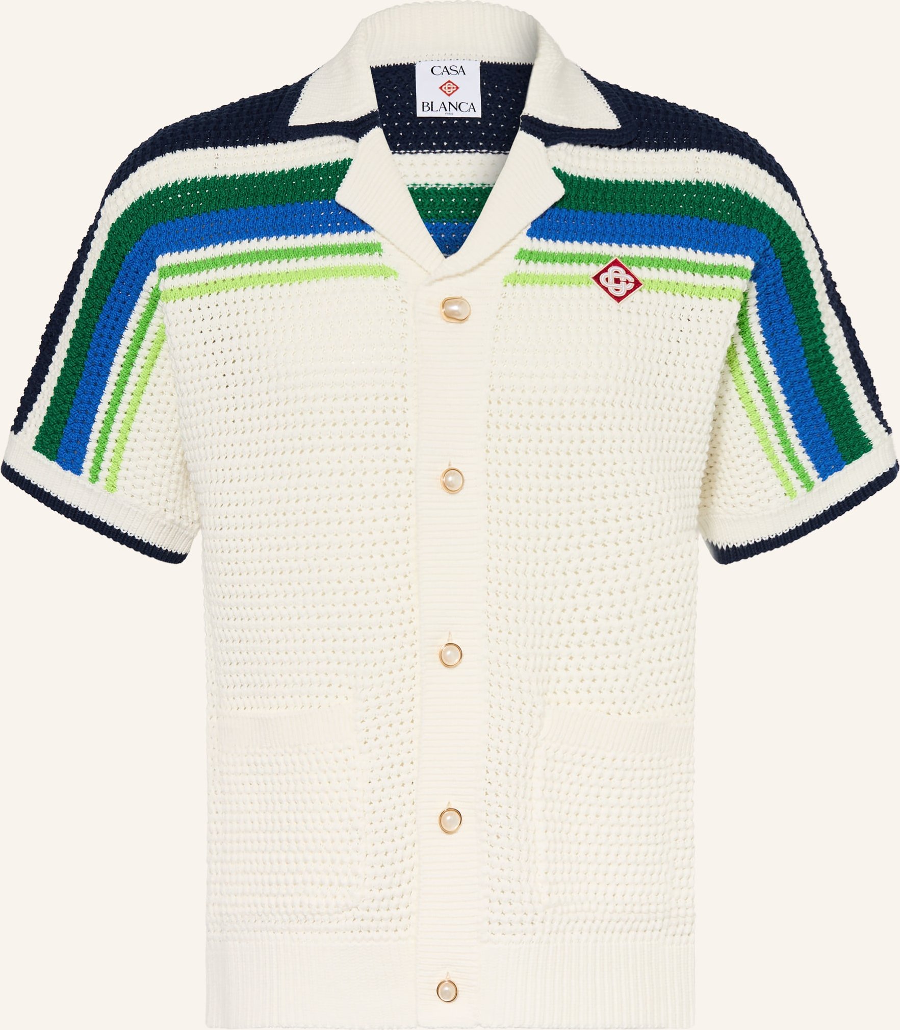 Casablanca Strick-Resorthemd Regular Fit weiss