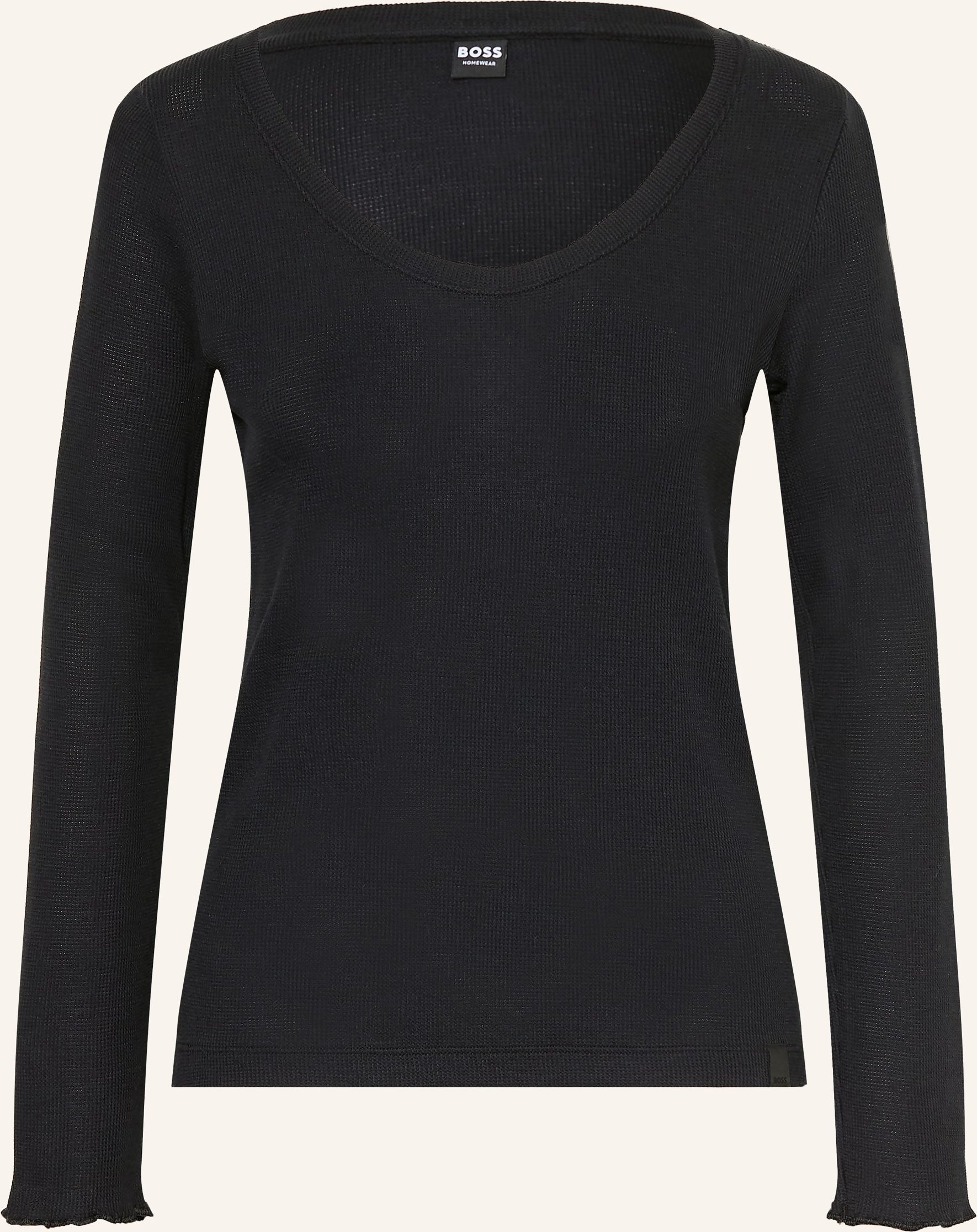 Boss Schlafshirt Cosy Waffle schwarz