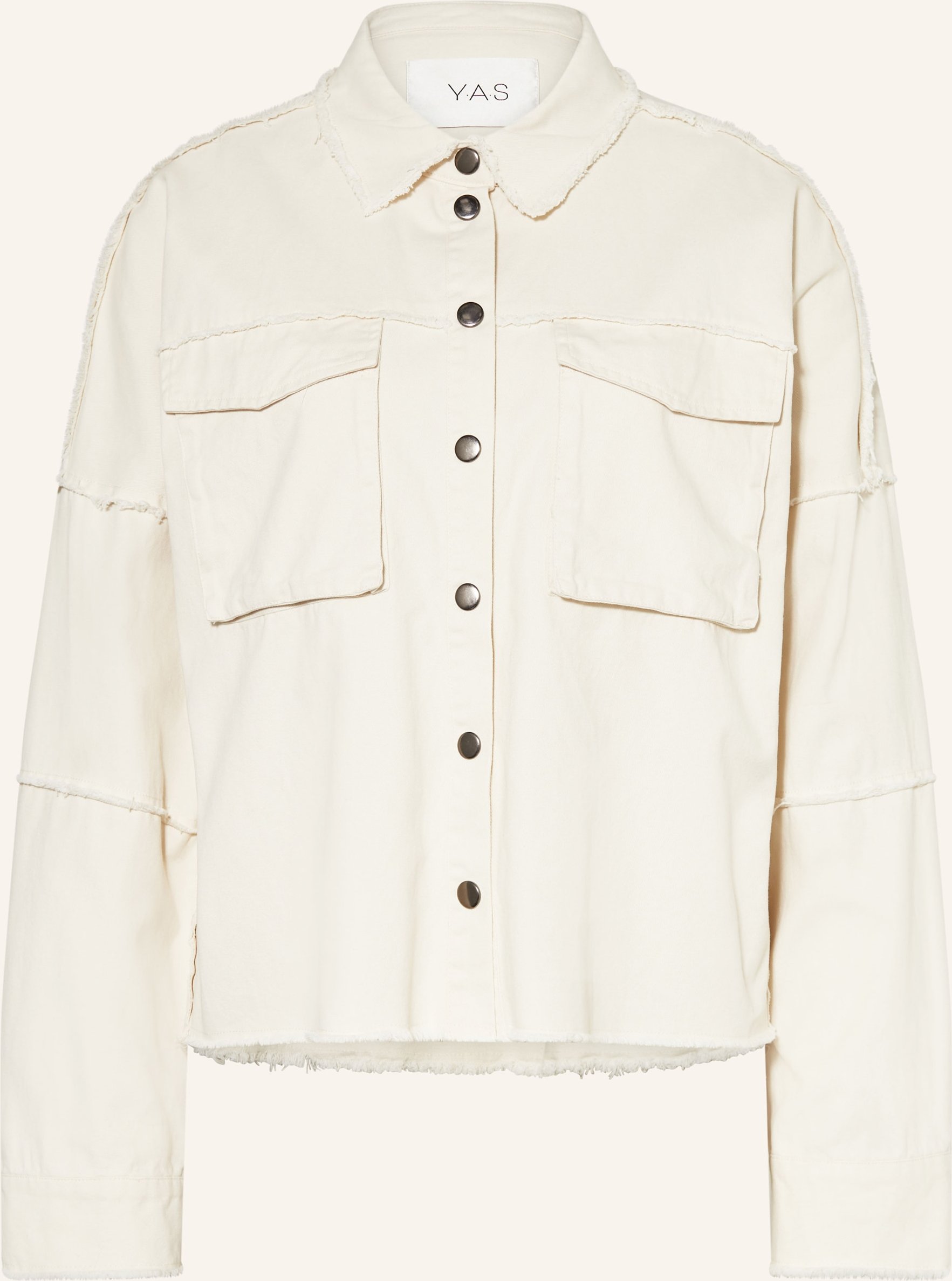 Thumbnail - Y.A.S. Jeansblouson Mit Schmucksteinen weiss