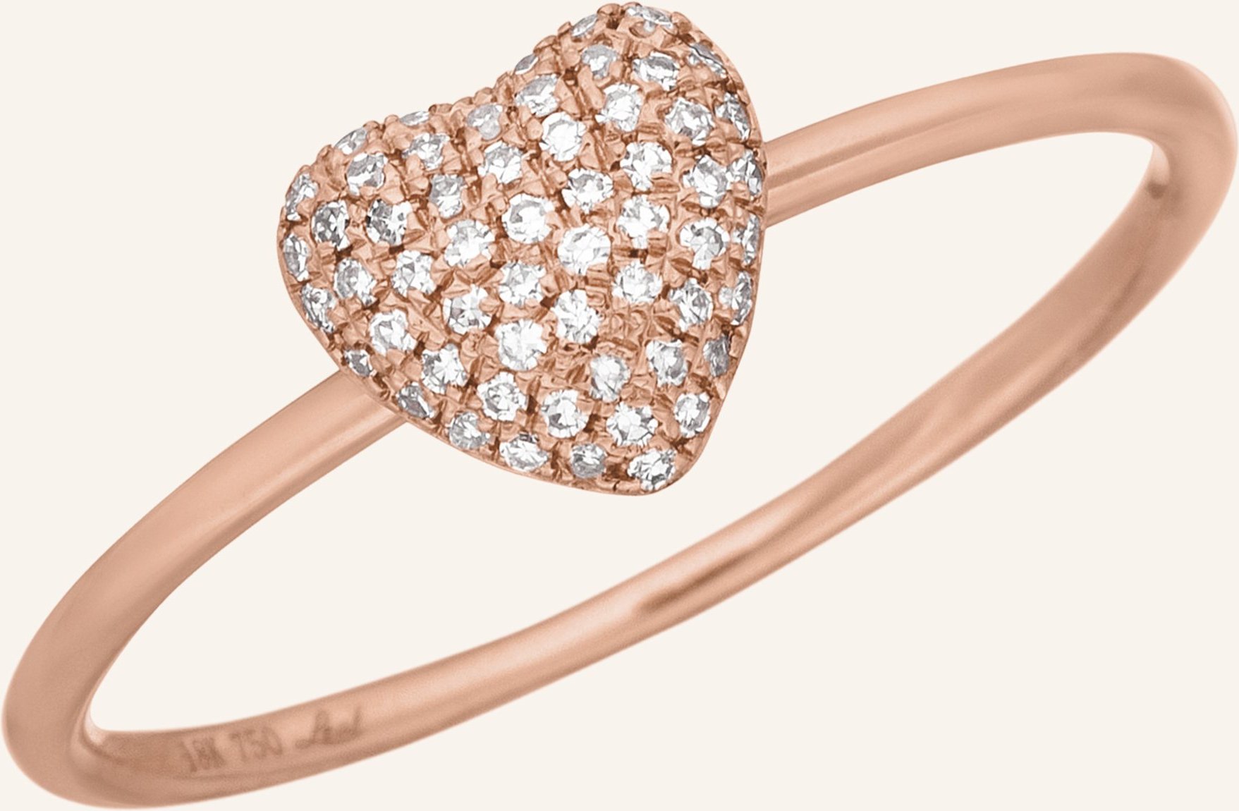 Leaf Ring Heart Aus 18 Karat Rosegold Mit Diamanten rosegold