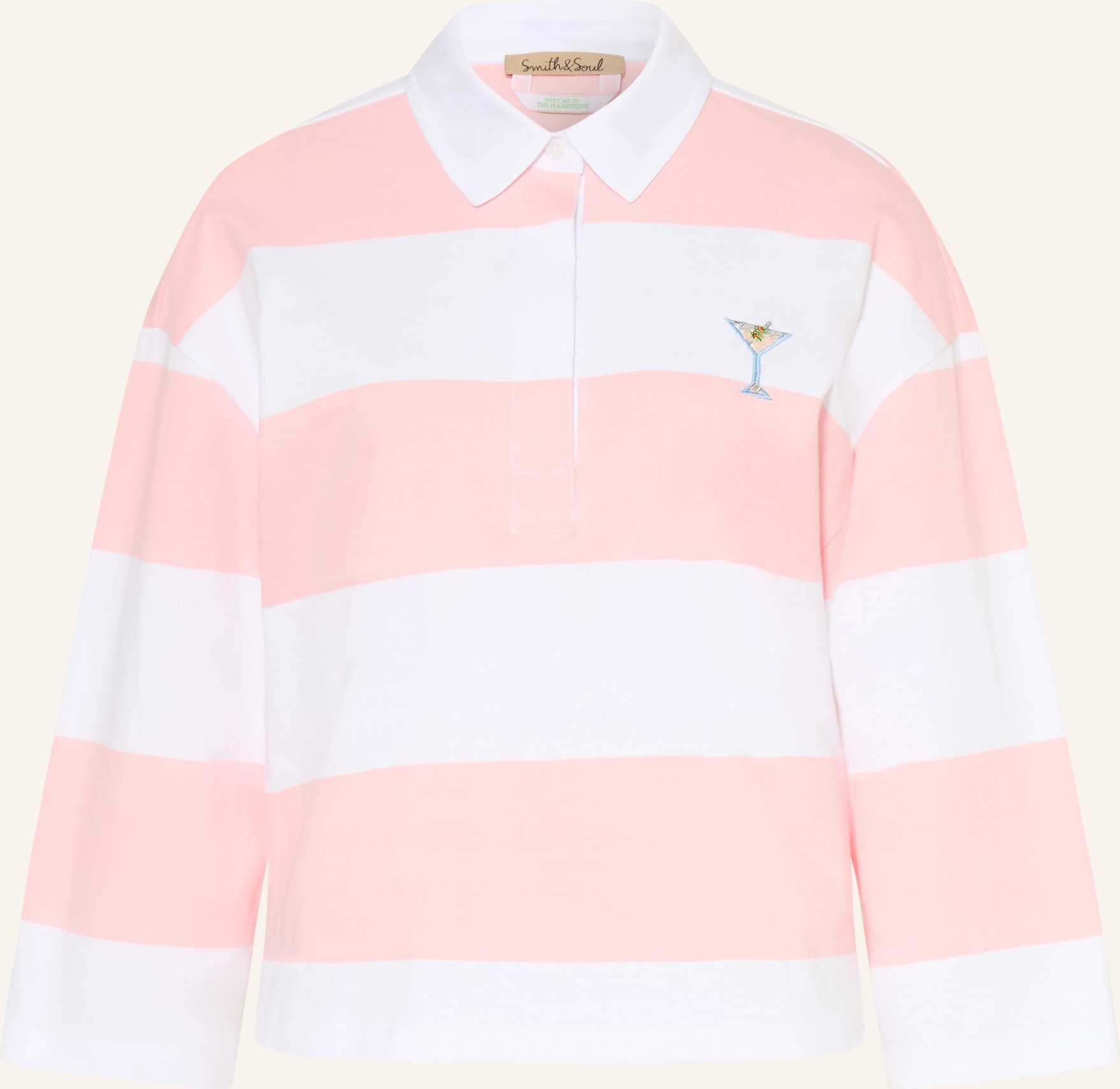 Smith & Soul Jersey-Poloshirt Mit Schmuckperlen rosa