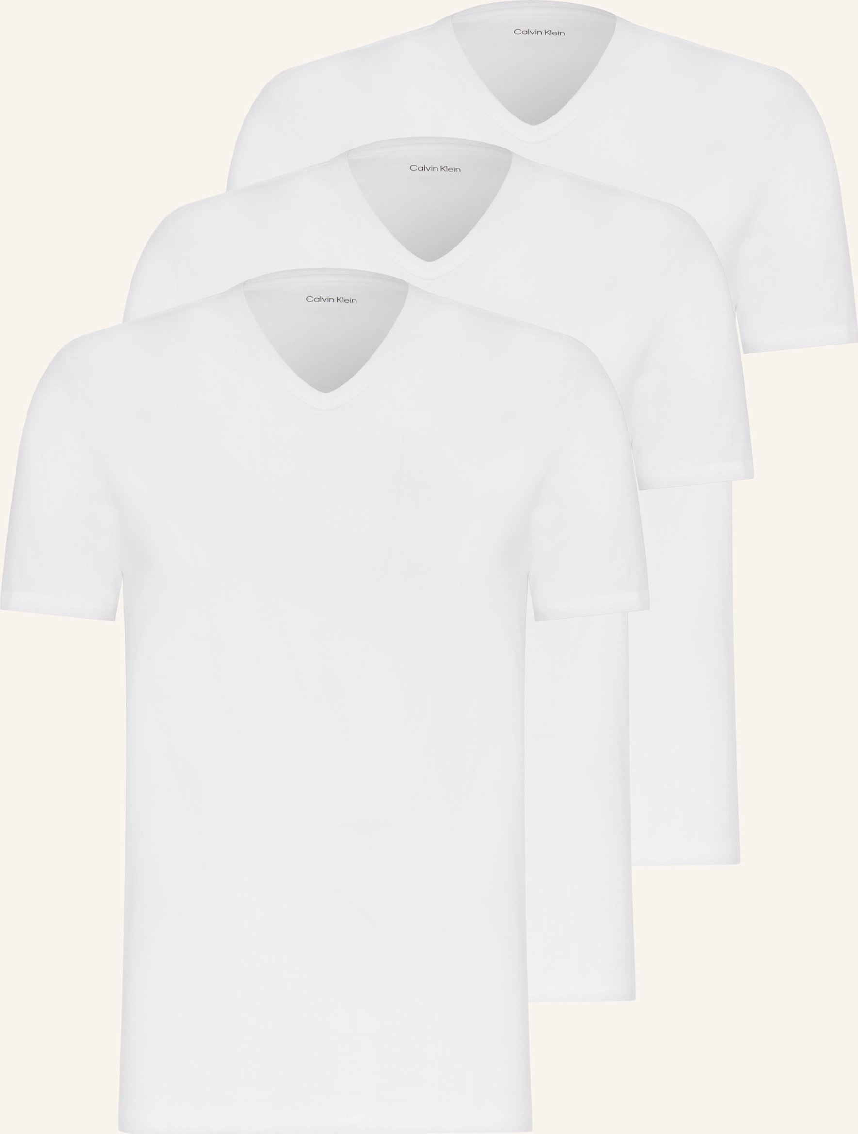 Calvin Klein 3er-Pack V-Shirts Cotton Stretch Blend weiss